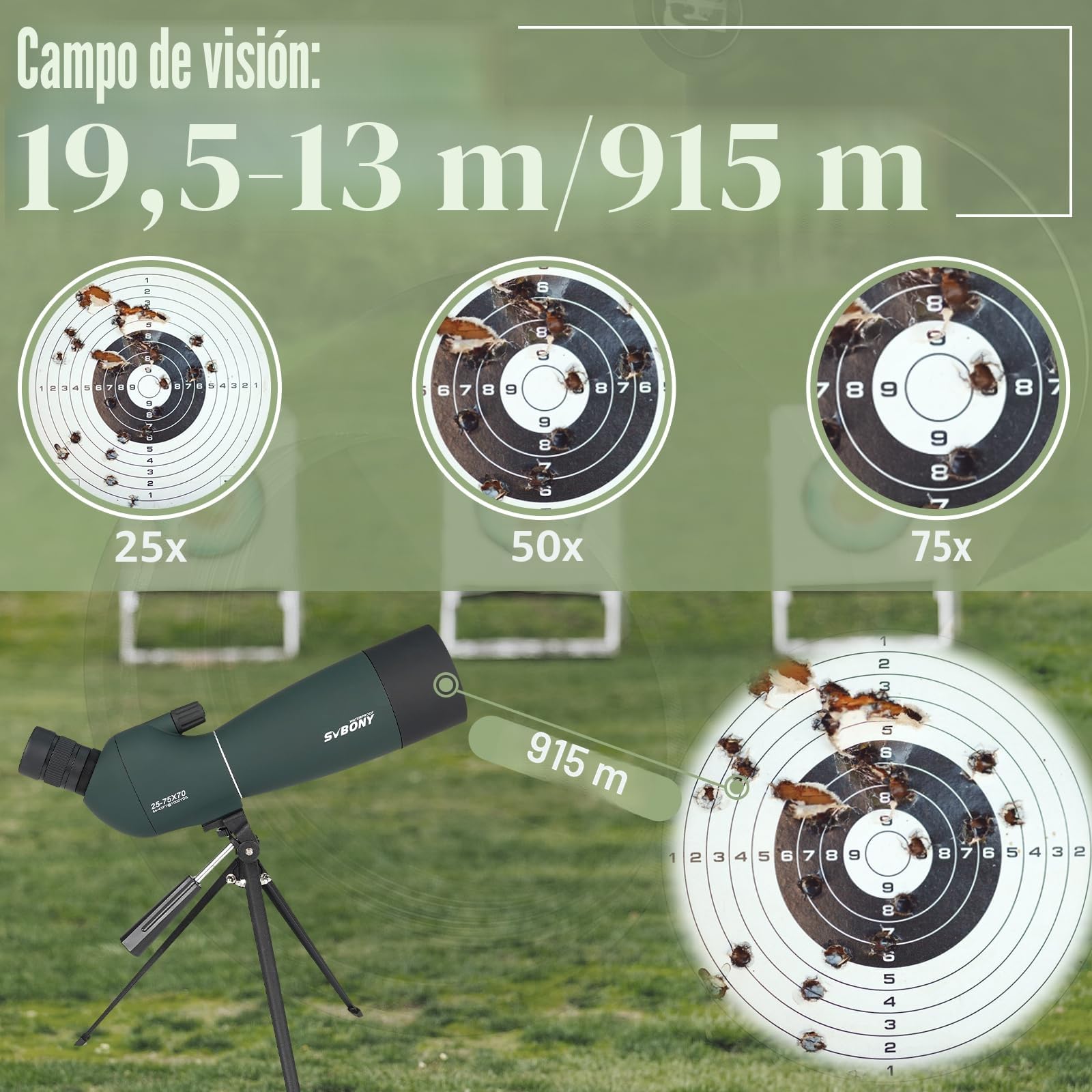 Svbony SV28PLUS Telescopio 25-75x70mm BAK4 FMC Rojo Vino con Adaptador de Teléfono