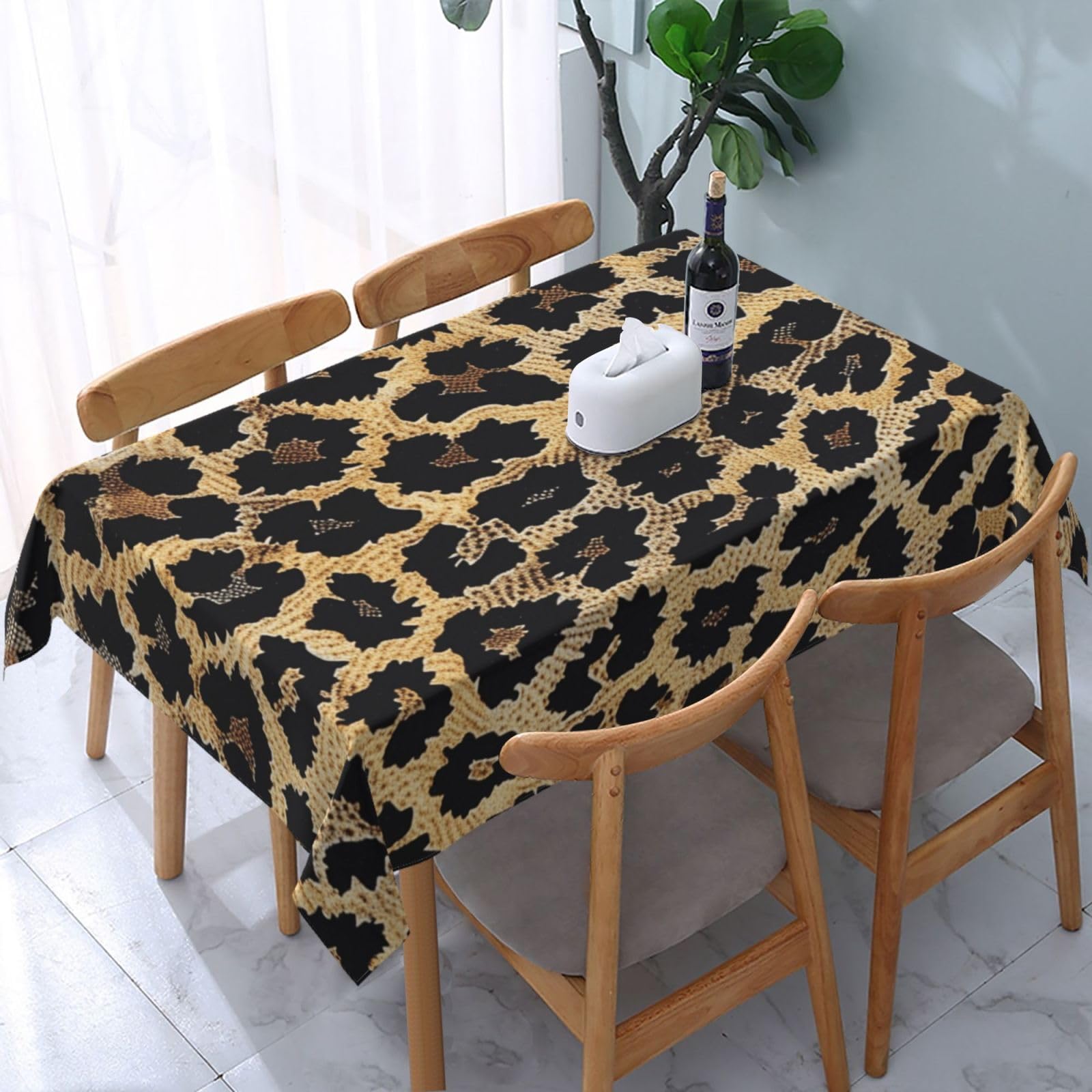 WPKJU Leopard Print Print Printed Tablecloth Water Resistant Table Cover Washable Rectangle Table Cloth for Tables 54x72 in