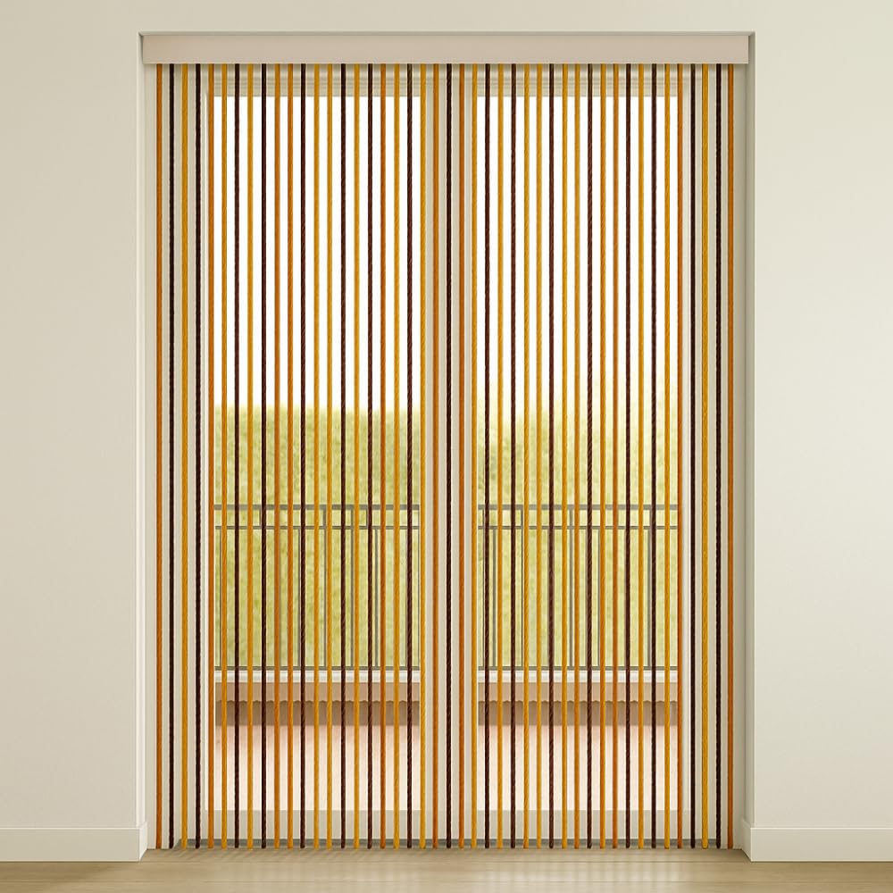 PALUPLUS Tenda a Cordoncino Antimosche, fili in Corda Intrecciata, misura 125x240 cm, tenda per porte e finestre, moschiera a pannello, catenelle a caduta, zanzariera per insetti -5851C-1,9 (Marrone)