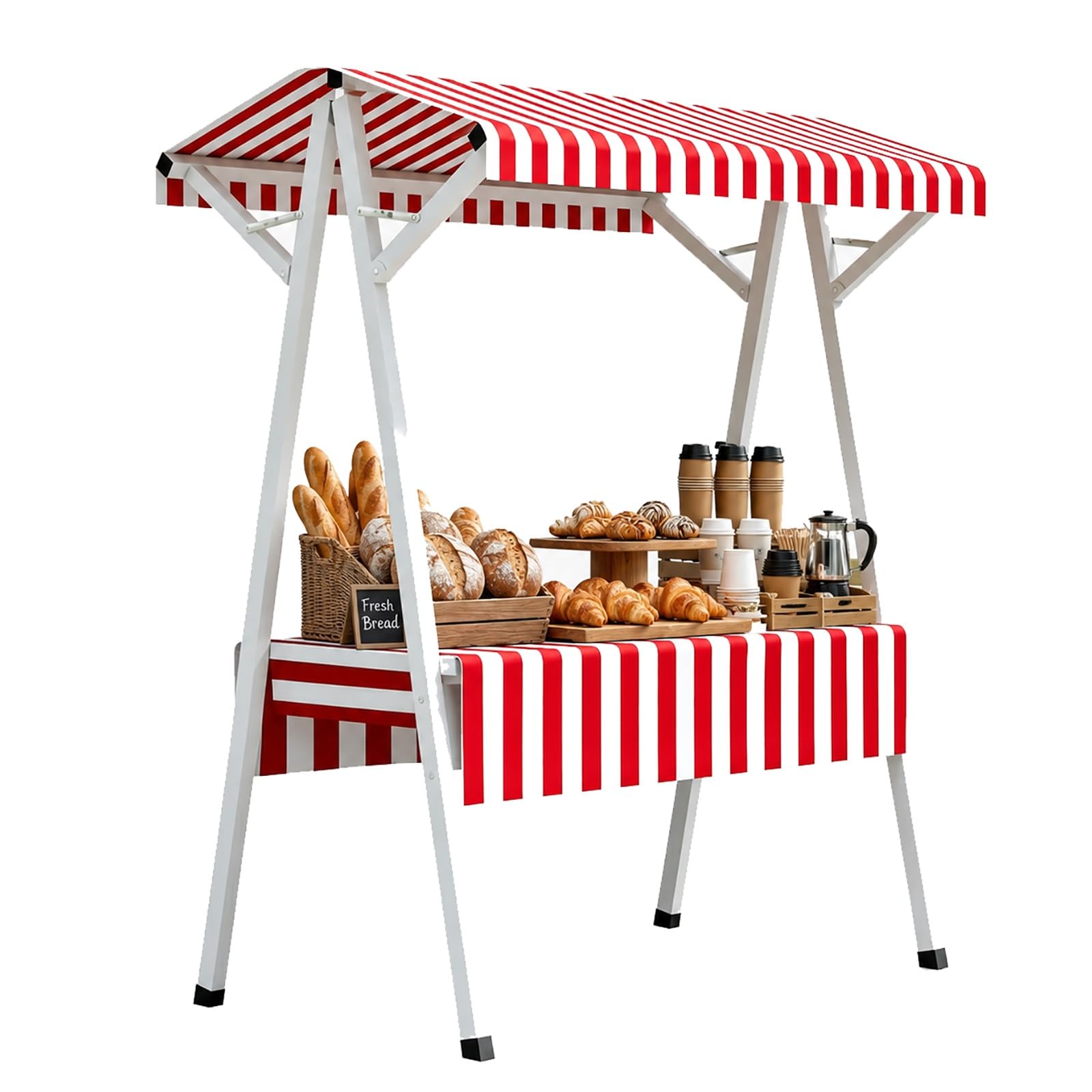 SBCWH Foldable Farmers Market Stand, Portable Street Vendor Food Cart