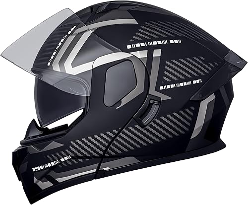 Miniatura 13 de Cascos modulares abatibles de doble visera para motocicleta, de cara completa, para adultos, BMX, de cuatro ruedas, para hombres y mujeres, aprobado