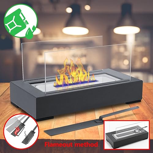 Miniatura 7 de LJXX Chimenea de mesa, chimenea de mesa de bioetanol al aire libre, moderna y elegante, función de fuego sin humo para uso en interiores o