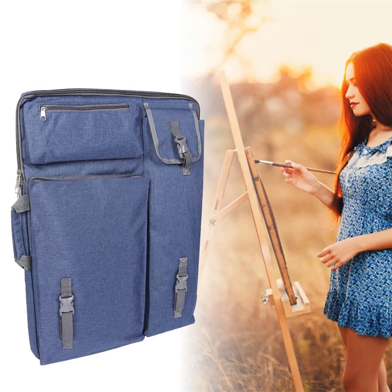 Bolsa para Portafolios De Arte Bolsa de Dibujo Impermeable, Bolsa de Tablero de Pintura Simple, Herramientas de Dibujo for Artistas y Estudiantes, Juego de Suministros de Arte(Gray)