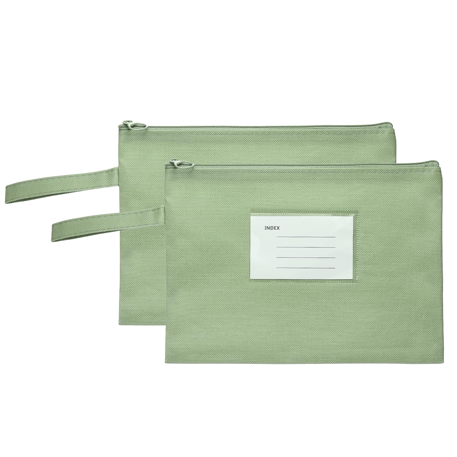 PATIKIL 2 Pcs Mesh Zipper Pouch with Handle, A5 Oxford Fabric Zipper File Pouch Single-Layer Document Bag Storage for Office Travel Puzzles Books Shopping, Green (24cm x 18.5cm)