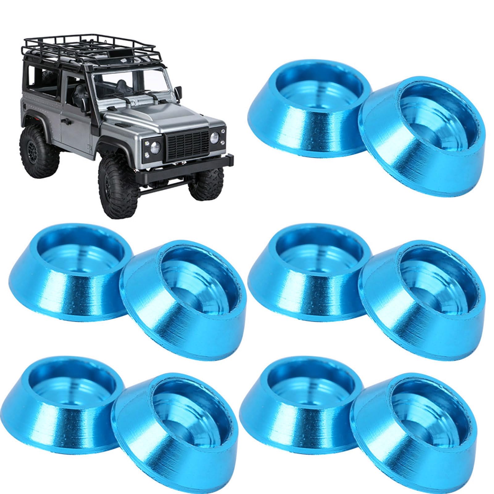 Pilipane 10pcs Aluminum Alloy Screw Shims, CNC Machined Shims, Screw Shims for MN?D90 Upgrade RC Car Spare Parts for MND90 MN99 MN91 FJ45, High for Accurate and Lightweight (Blue)