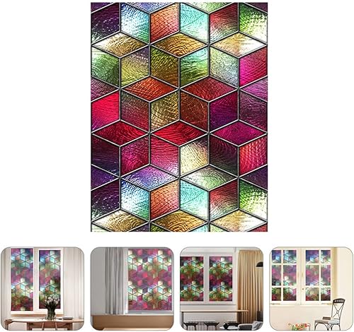 Miniatura 8 de HOMSFOU Calcomanías estáticas para ventana de ventana, calcomanías de ventana de vitrales, adhesivos estáticos de vinilo 3D para ventana, ventana