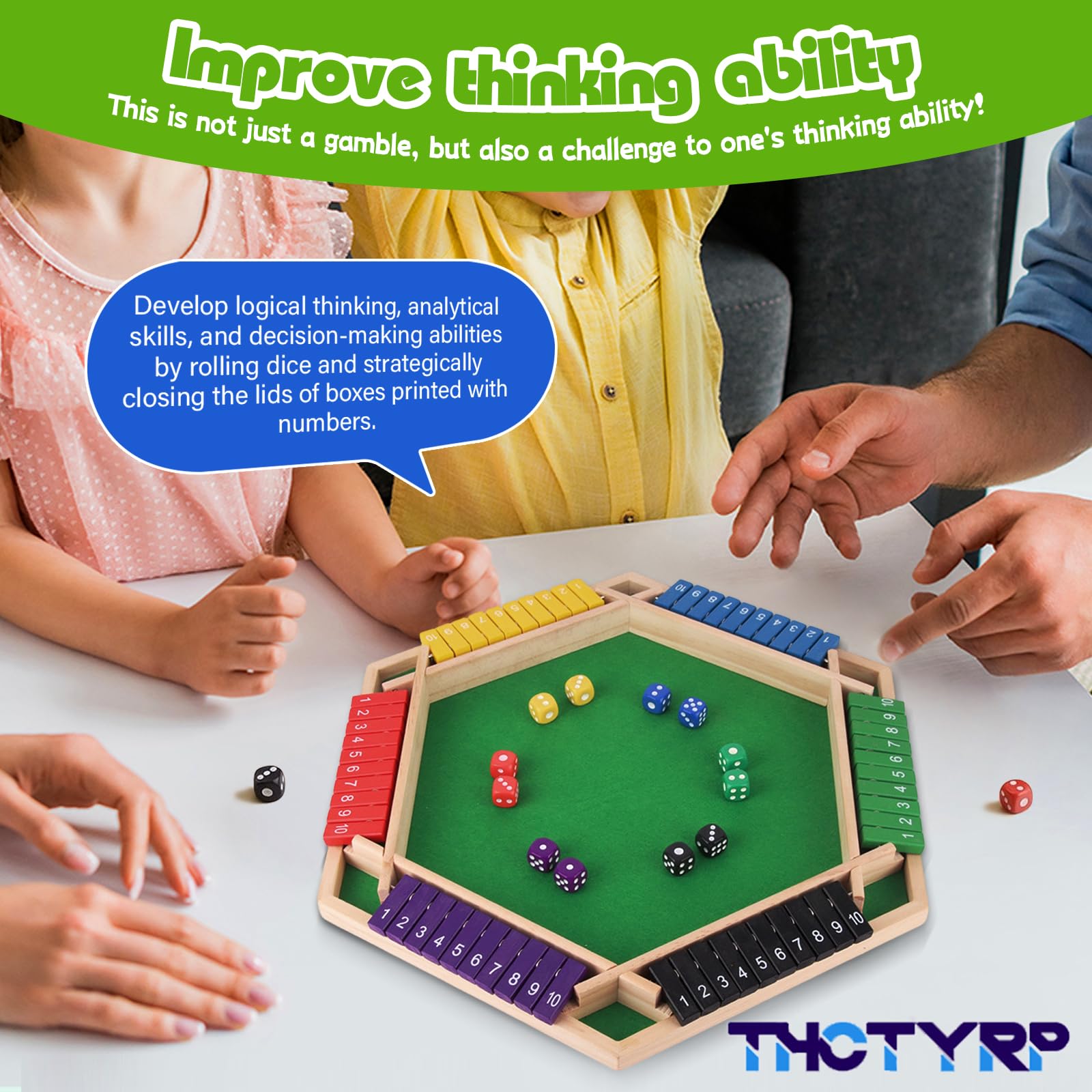 Shut The Box drewniana gra planszowa dla 6 graczy, klasyczna gra w kości, gra rodzinna i gra podróżna, tradycyjna gra w pub
