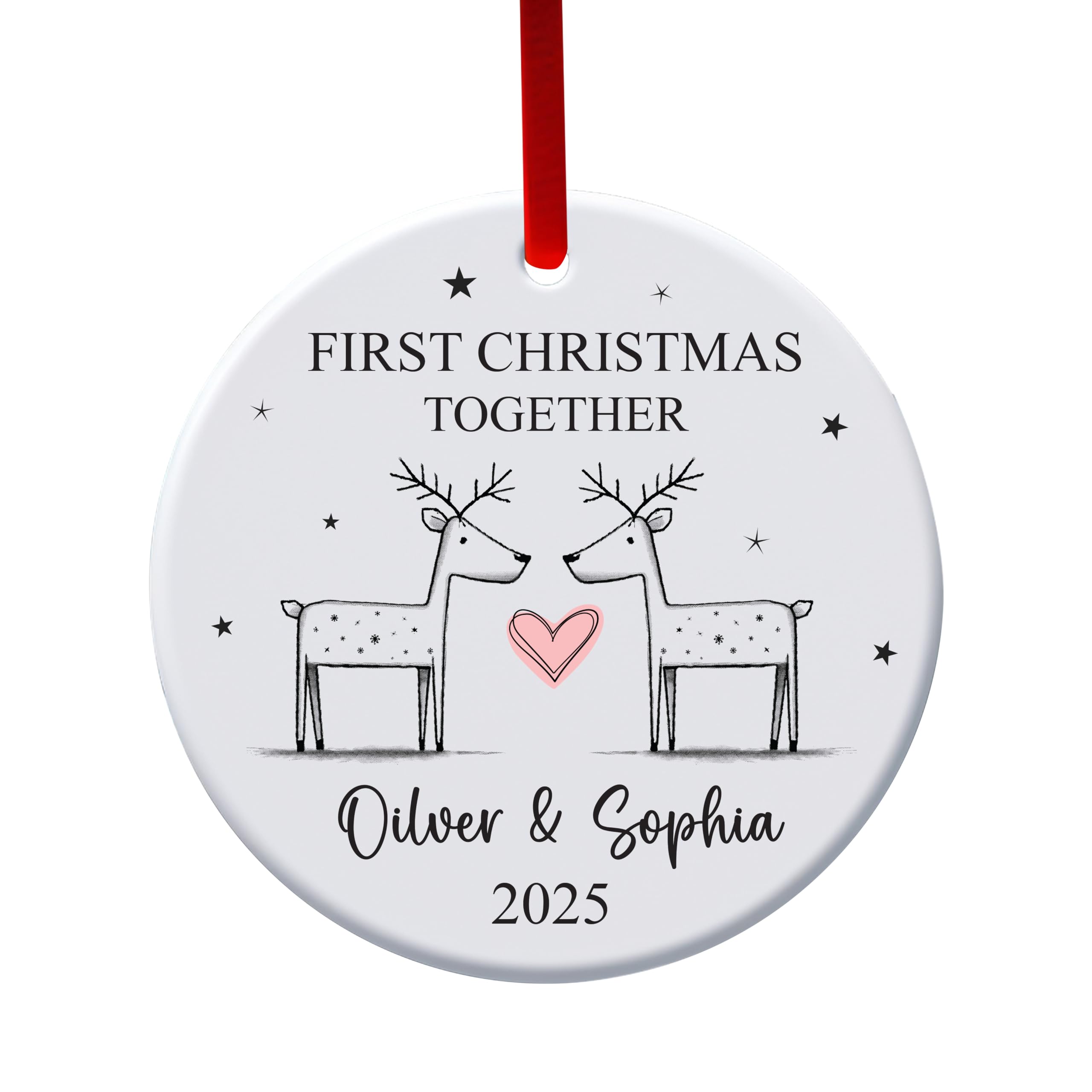 Personalised First Christmas Together as Mr & Mrs Ceramic 1st Christmas Bauble Custom Name Xmas Tree Decorations Hanging Ornaments For Married New Couple Gifts For Wife (1st Newly Wed 2025)