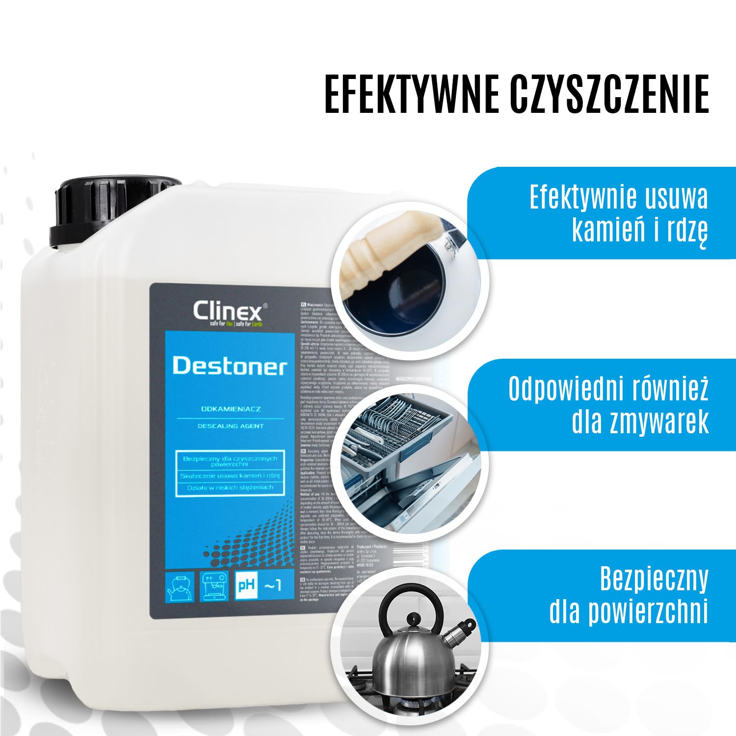 Clinex Entkalker Kaffeevollautomat Flüssig 5 L - Entkalker Kaffeemaschine - Kaffeemaschinen Entkalker - Entkalket für Kaffeevollautomat und Andere Geräte