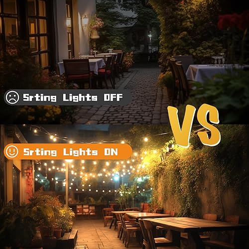 Miniatura 3 de Tira de luces G40 para exteriores de 50 pies  Bombillas LED de globo 25+1 blanco cálido 2700 K, impermeable e inastillable, patio, jardín, porche,