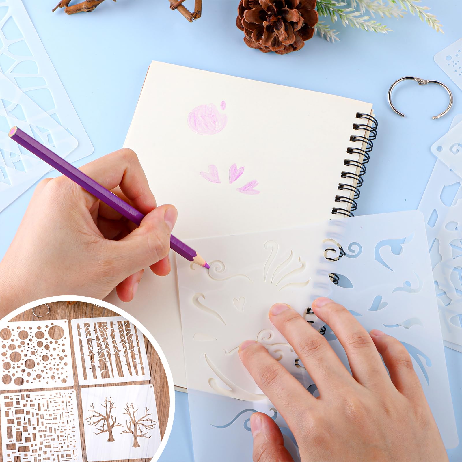 14 Stück Schablonen Wandgestaltung Set,Ymapinc Wiederverwendbar Schablone Schichtung Schablonen zum Malen Zeichnung Malschablonen für Scrapbooking Handwerk Deko