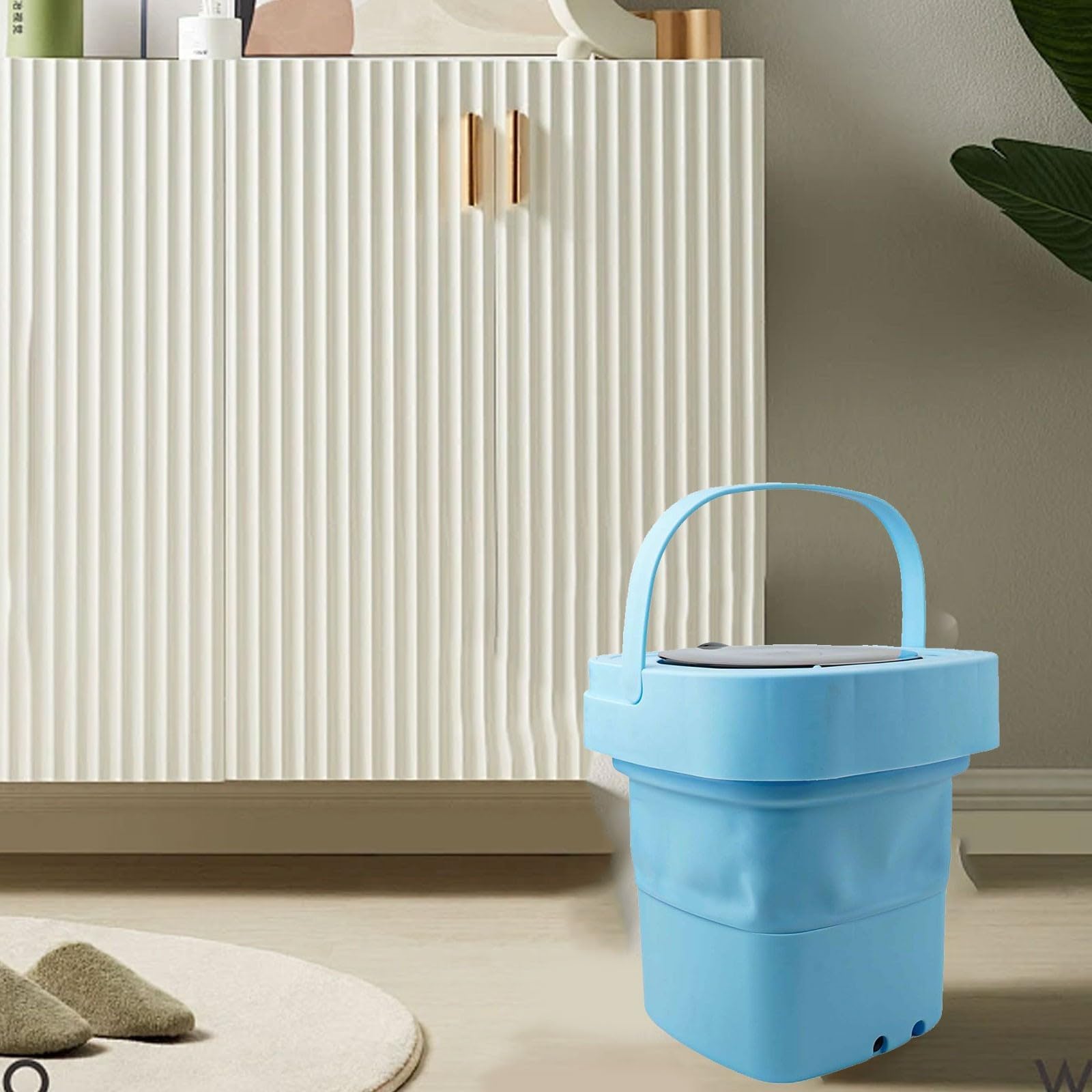 Kleine Waschmaschine 8,5L Kunststoff Robust(Blue) | 8,5L Fassungsvermögen, faltbares Design, Blaulicht-Funktion, Timer-Steuerung, plastikresistent