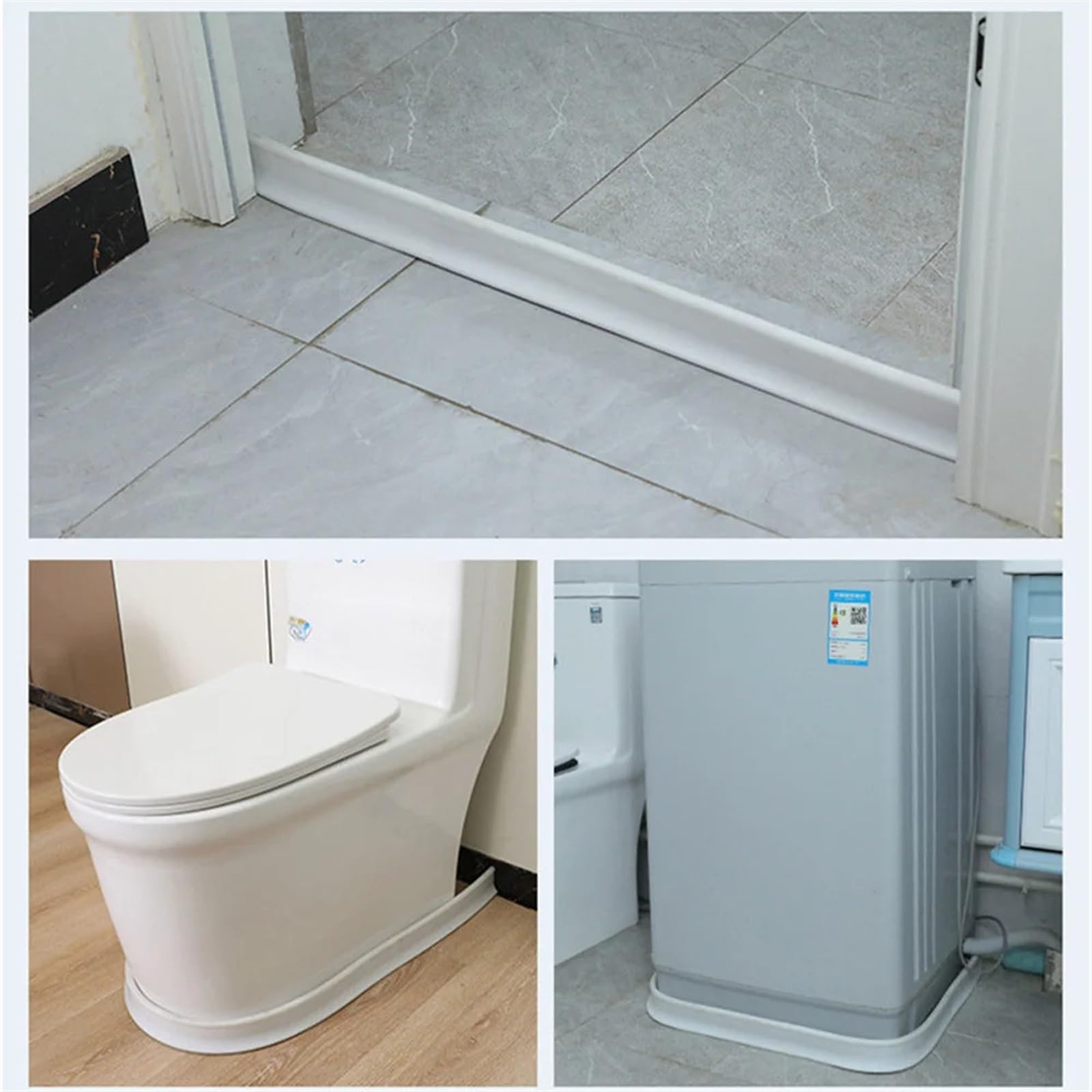Schwallschutzleiste Silikon-Badezimmer-Wasserstopper, vielseitig einsetzbar, biegsamer Dusch-Wasserbarriere-Damm, Hochwasserbarriere, Trocken- und Nasstrennblocker(Grey,300cm)