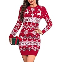 Aottori Vestito Natalizio Donna Lungo Maglione Invernale Caldo con Renne e Fiocchi