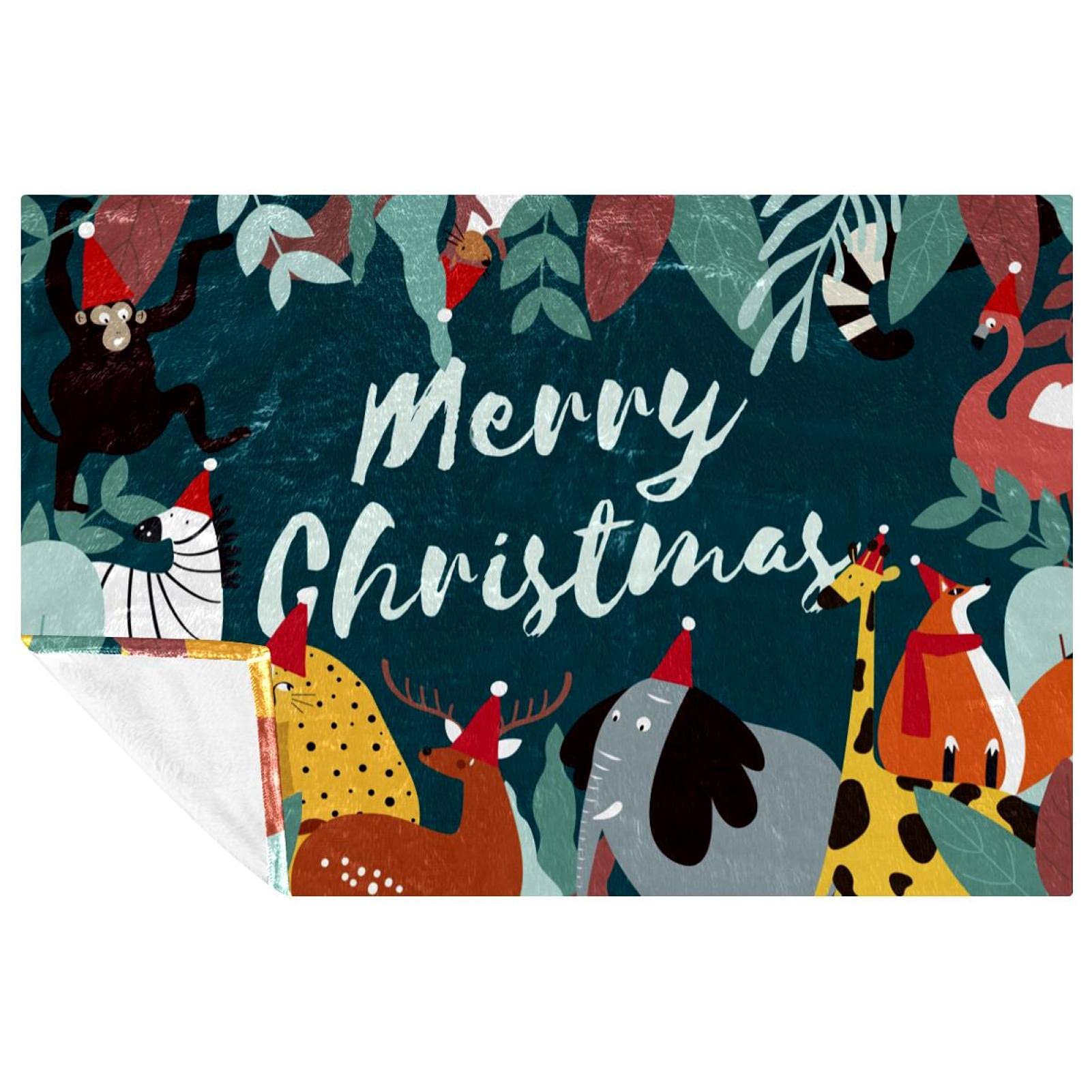 Couverture chaude de Noël imprimé animal pour vos soirées cocooning sur le canapé