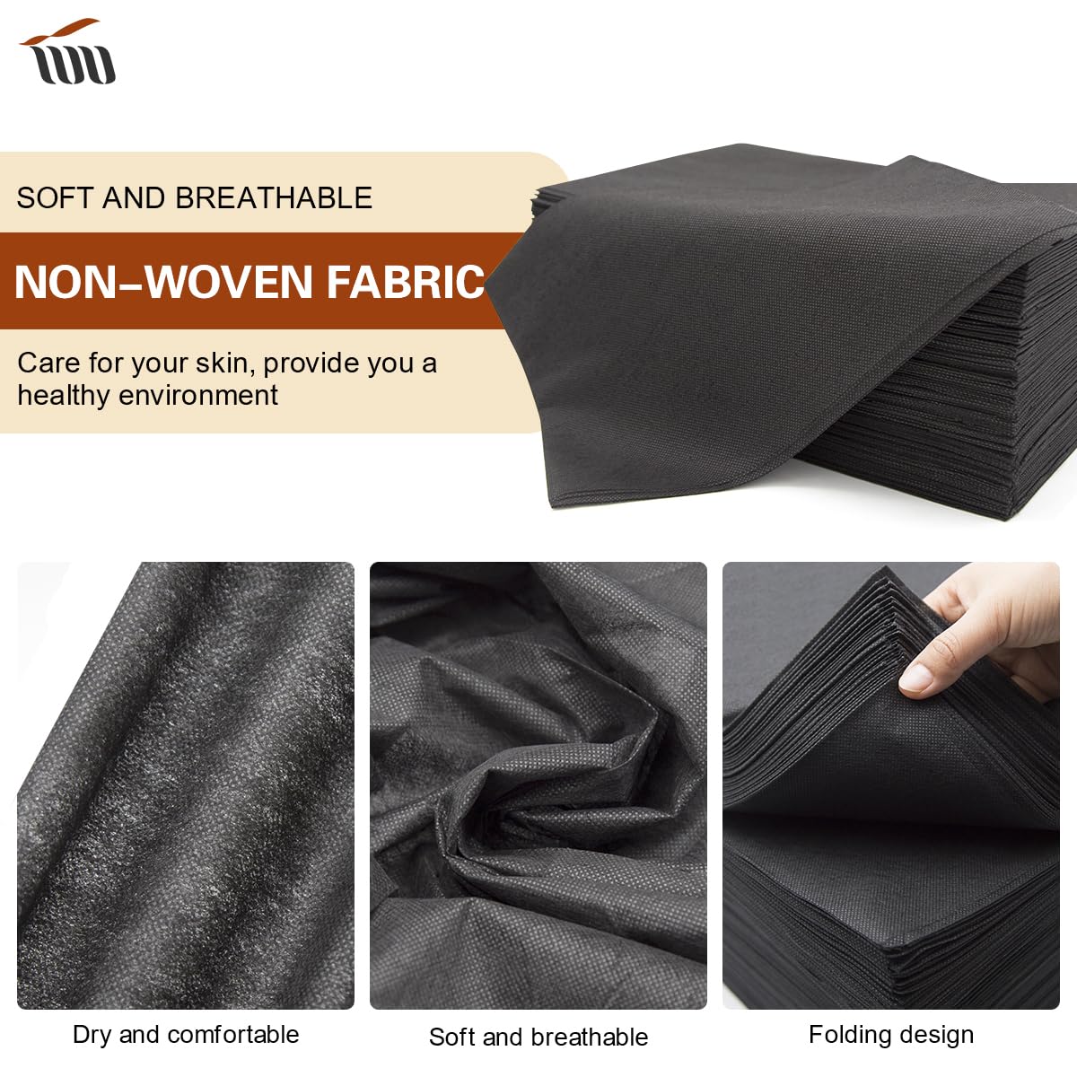 Lot de 50 Drap Jetable Table Massage, Drap de Massage Jetable Noir, Draps Jetables Pour Massage Spa Beauté, Drap Non Tissé, Drap de Lit Jetable Anti Salissure, 80 x 180 cm