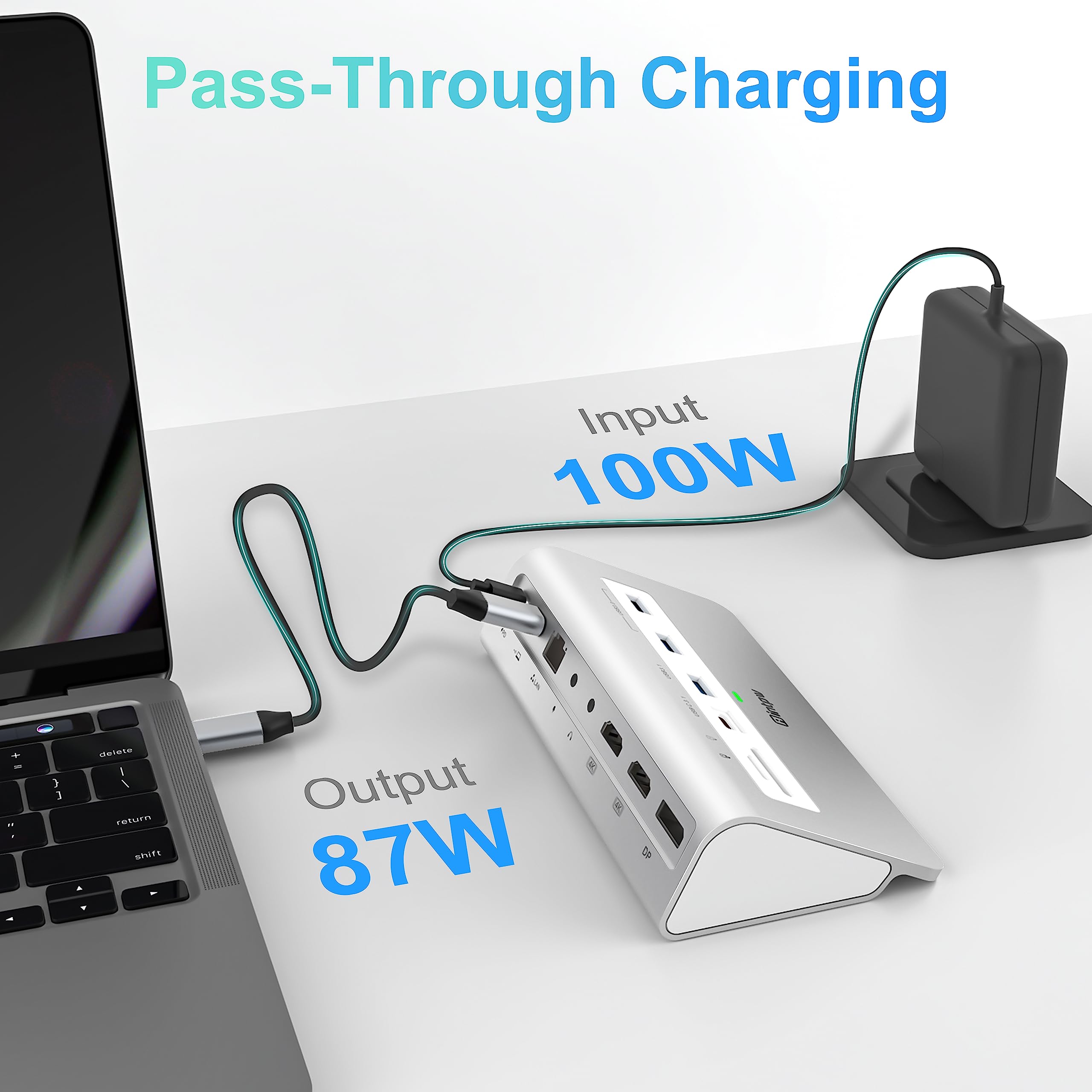 Docking station USB C triplo monitor, 14-IN-1 Docking Station per laptop 10Gbps con 2 HDMI/DP 4K, USB A/C 3.1, 2 USB 3.0, PD 100W, Ethernet, SD/TF 3.0, Mic/Audio, host di tipo C per Mac, Windows,