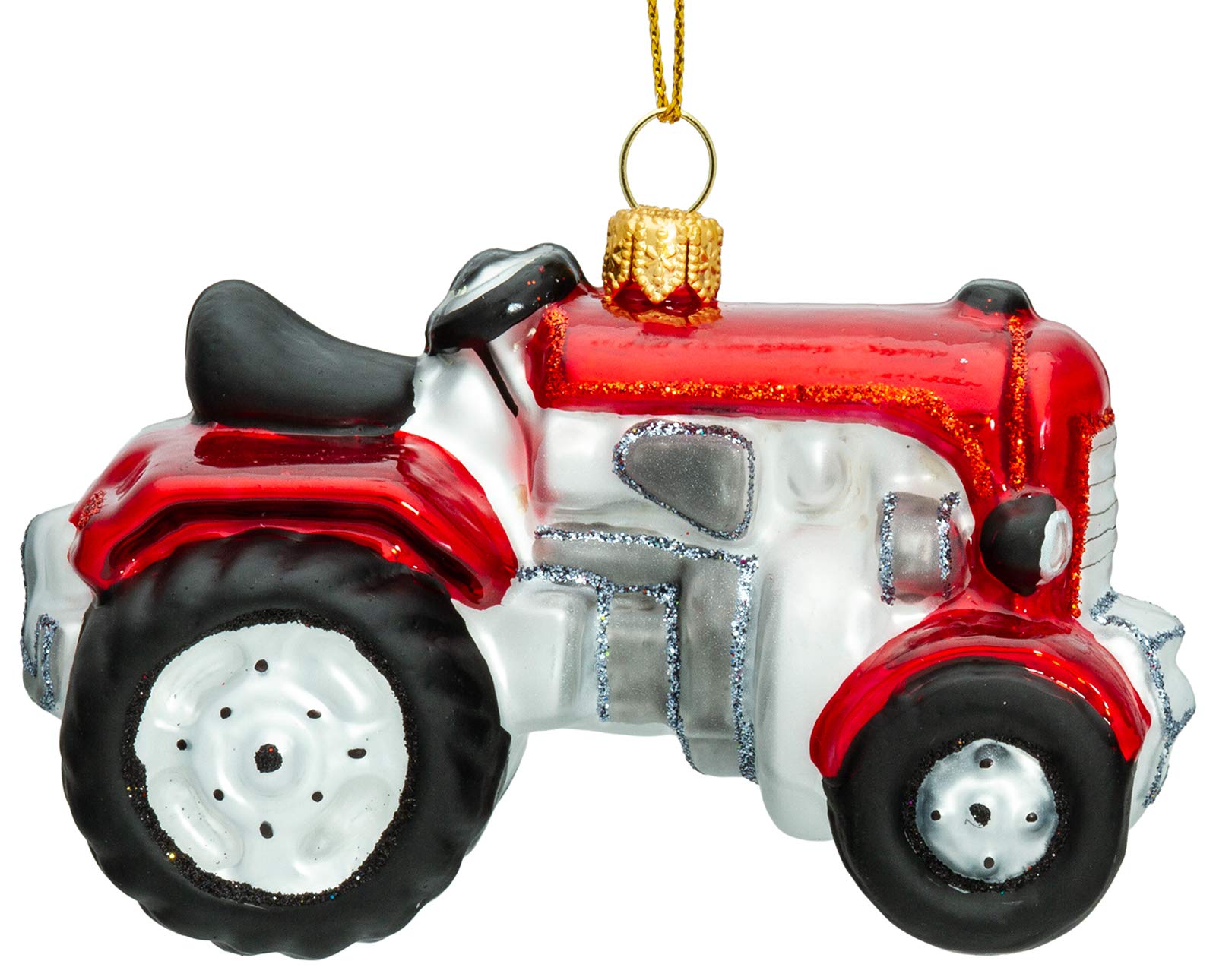 SIKORA Traktor besondere Weihnachtskugel Glas Christbaumschmuck Deko Figur Weihnachten Anhänger Ornament - Meisterstücke - BS723