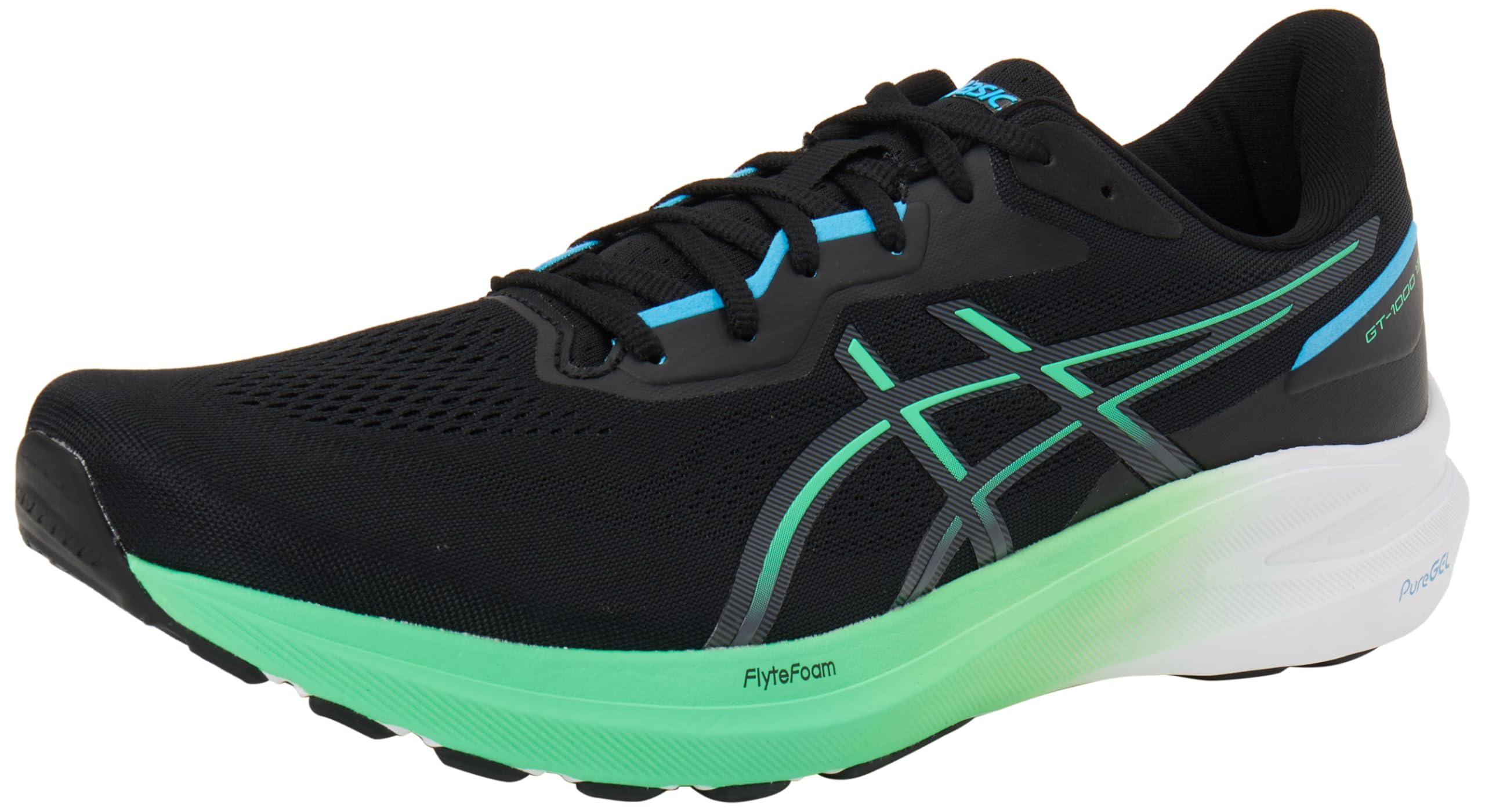 ASICS 1011B858-001 GT-1000 13 Men Black/Digital Aqua UK 9.5