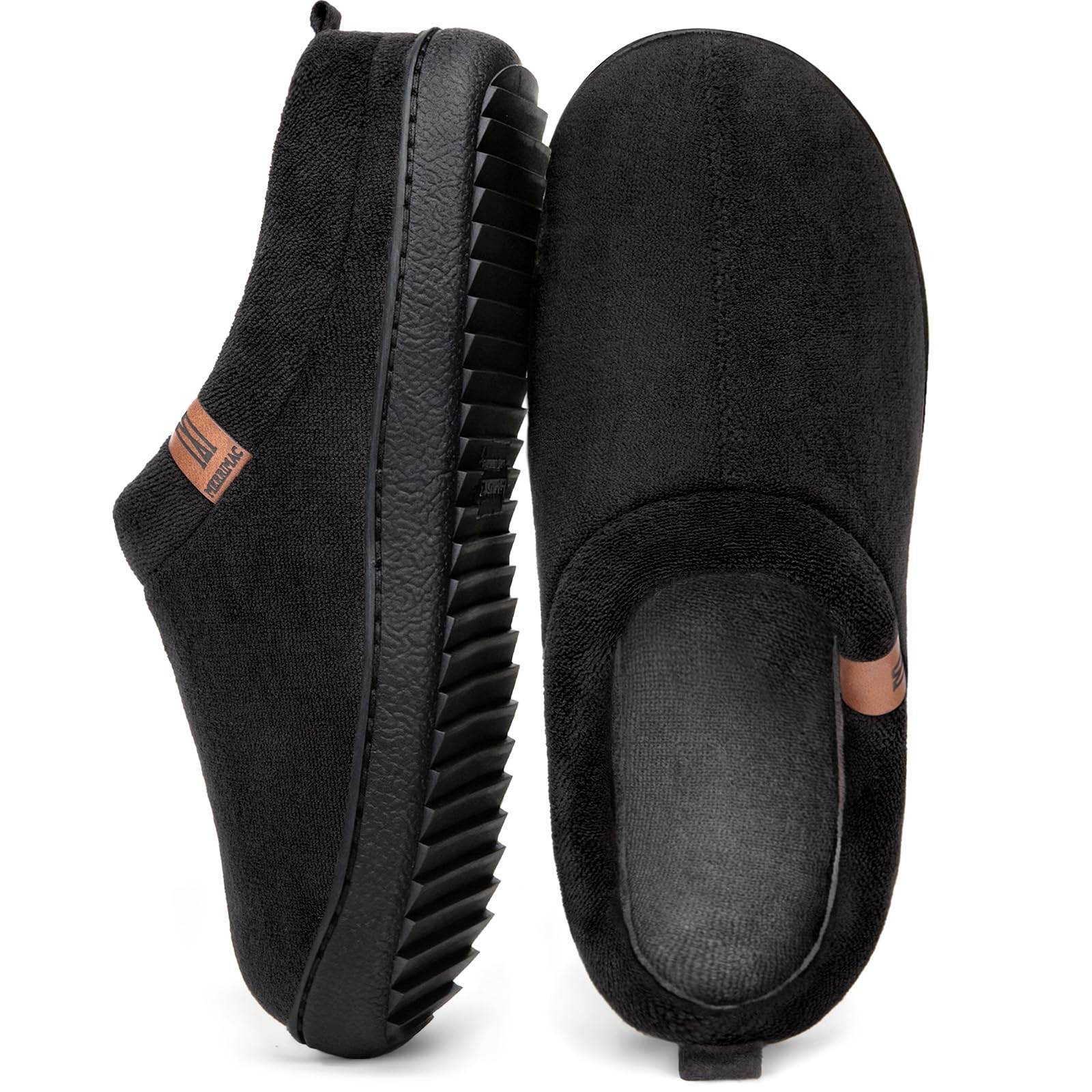 MERRIMAC Mens Slip on Slippers Comfy Memory Foam Non Slip Indoor House Shoes