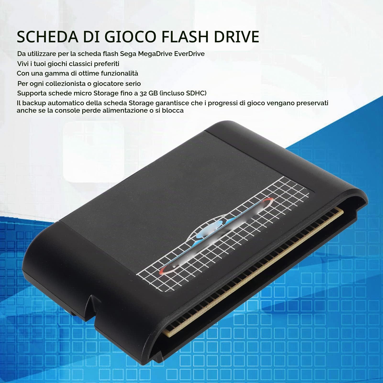 Cartuccia di Gioco Supporto Plug and Play Cartuccia Flash da 32 GB per Scheda di Memoria Micro per Console Genesis MegaDrive