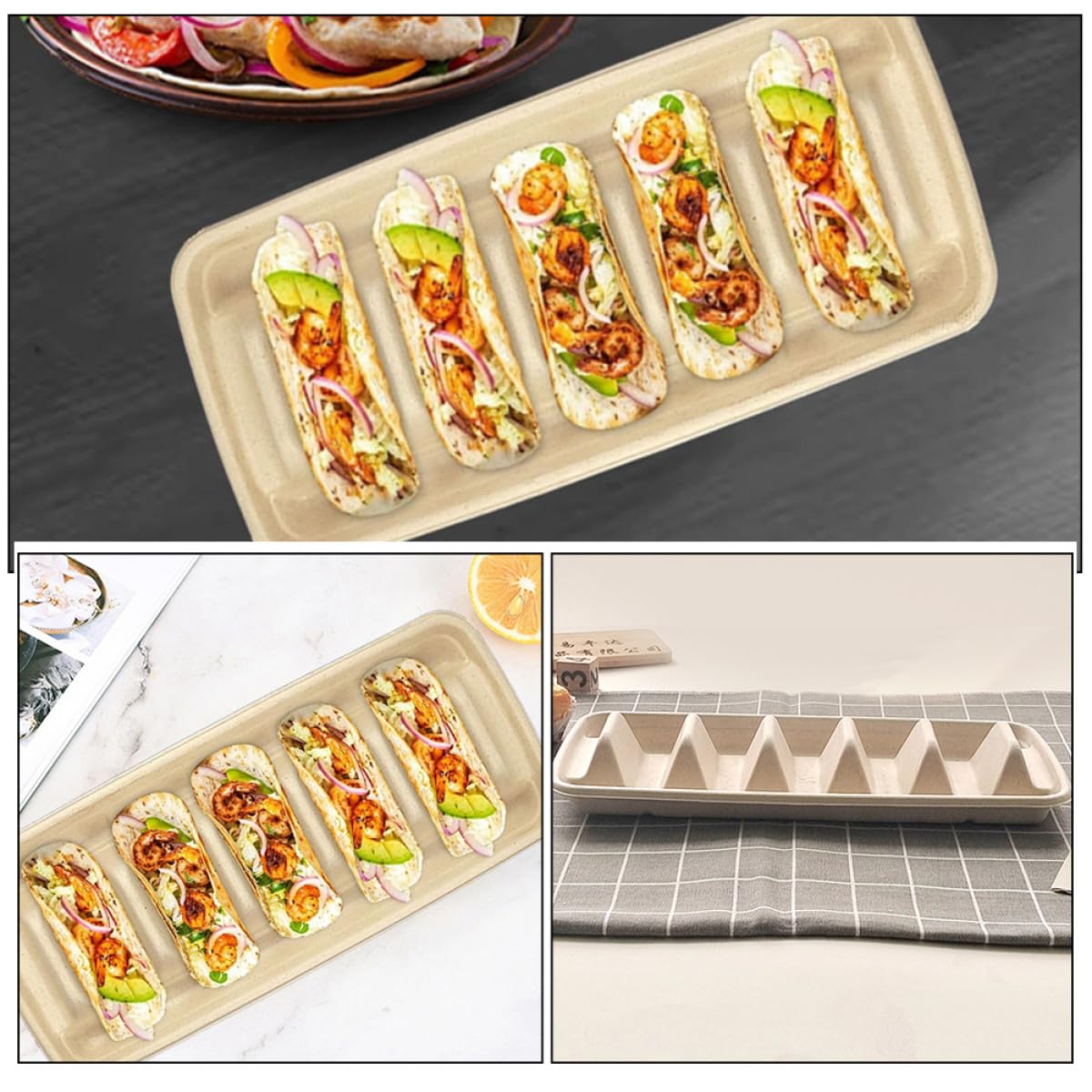Tacos para 25 Fiesta para Beige, Paquete Papel Porta Mantener Unidades, Ligero y Práctico Burritos Recientes y Crujientes en Libre. Eventos al Aire
