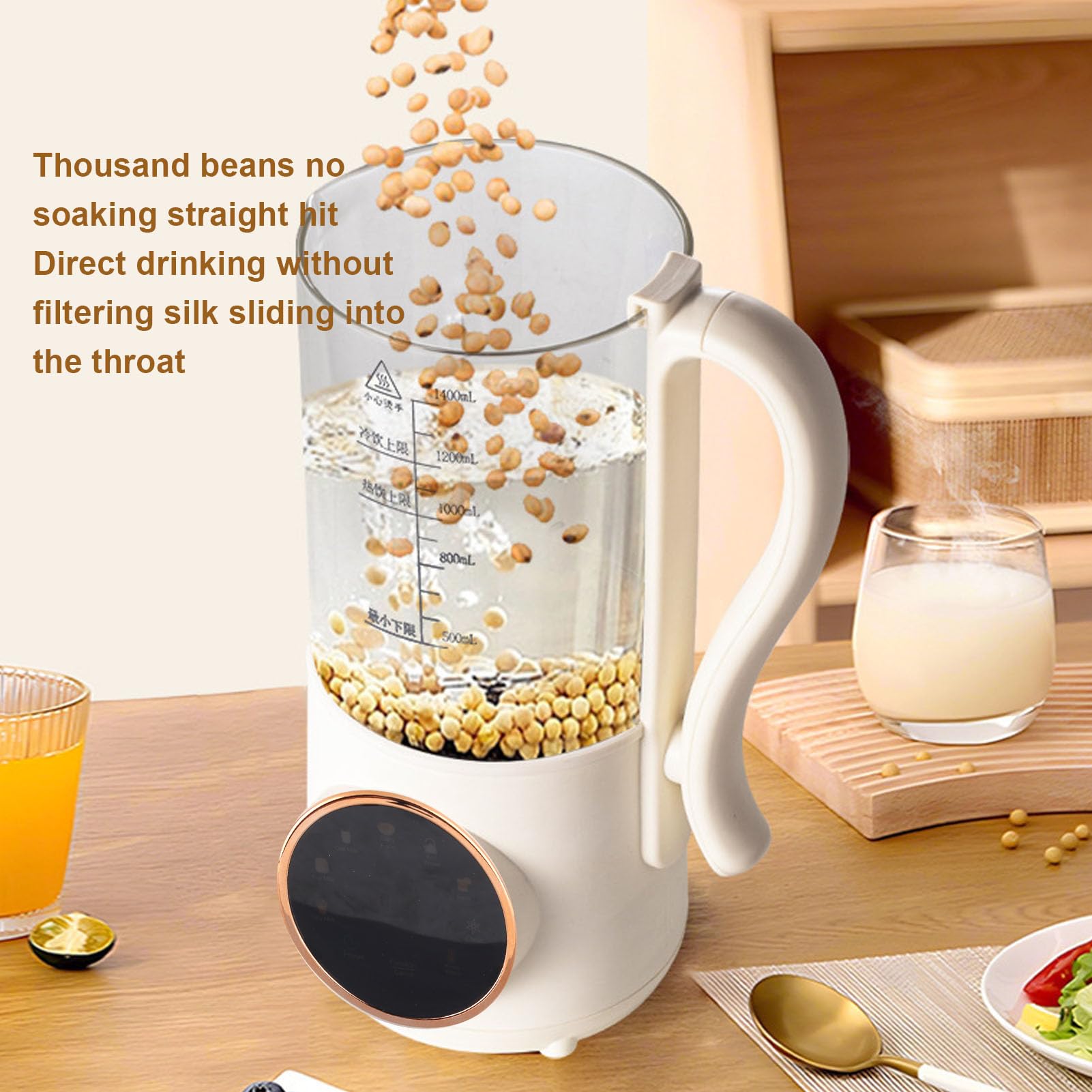 Automatyczna Maszyna do Wytwarzania Mleka Sojowego o Pojemności 1400 Ml, Wielofunkcyjny Robot Kuchenny do Podgrzewania żywności dla Dzieci Bez Filtra, Rodzinny Blender Mleka Orzechowego