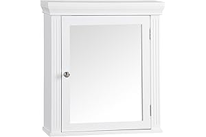 Teamson Home Chestnut Wooden Medicine Cabinet with Crown Molded Top, White