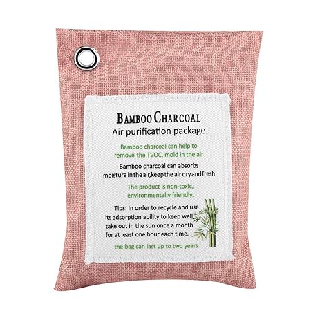 Generic Air Purify Bag, 8 Colors Activated Charcoal Bamboo Air Purifying Bag for Cars/Closets/Bathrooms/Pet Areas, Non-toxic and Environmentally Friendly(Ivory Color)