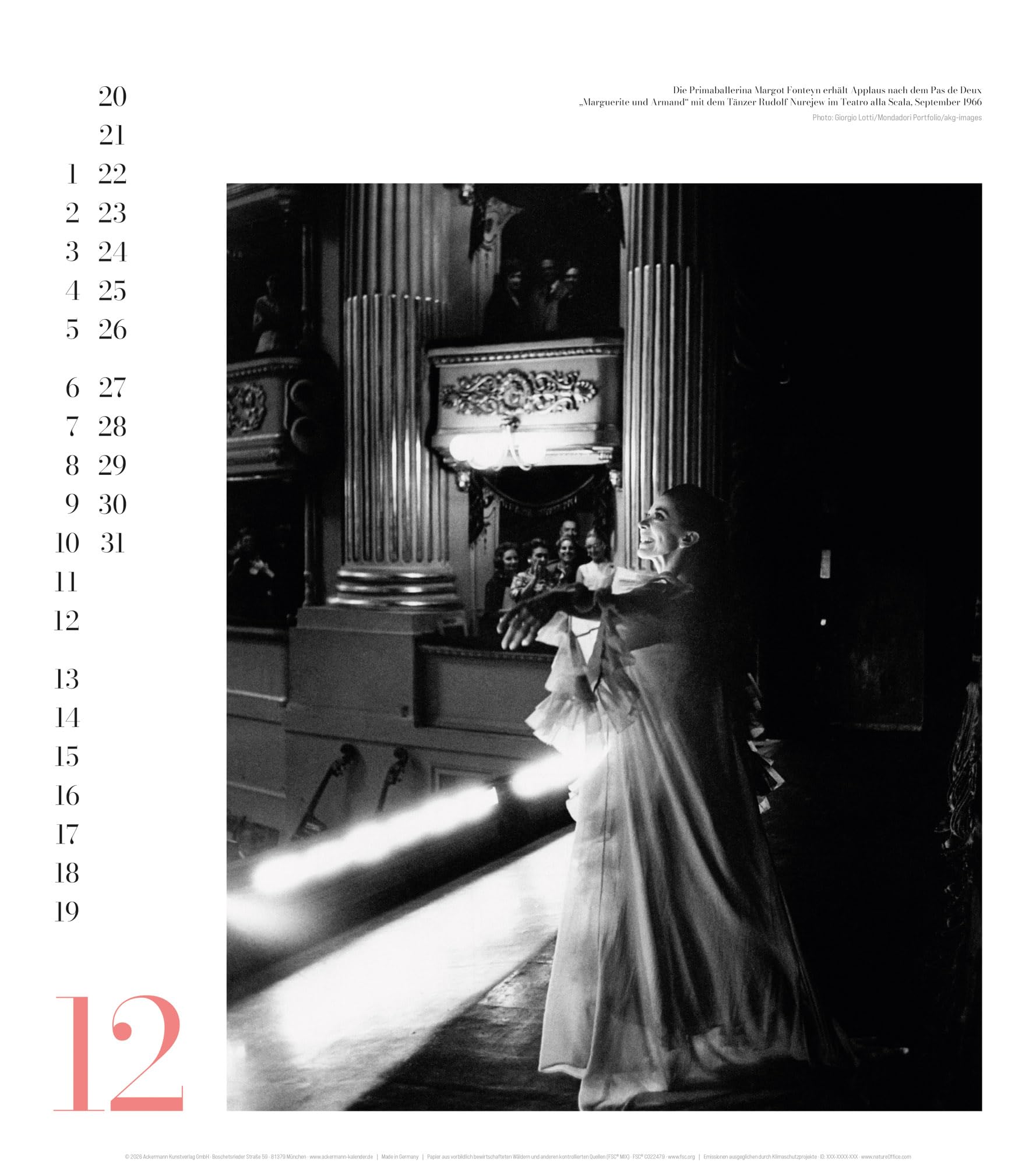 Ballett Kalender 2027 | Eleganter Schwarz-Weiß-Kalender im großen Hochformat (48x54 cm) | Analogfotografie | Ballerina & Tänzer:innen