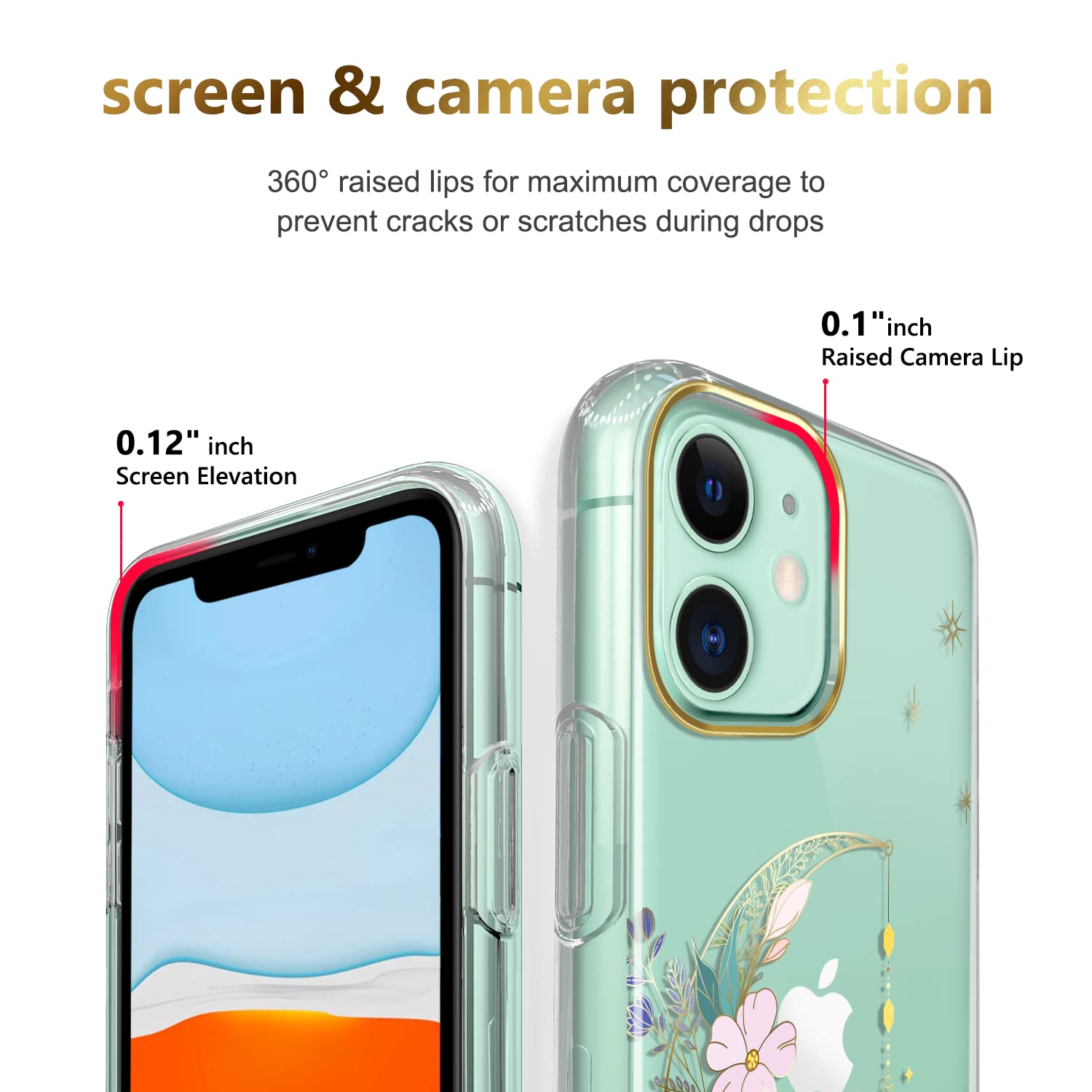 JIAXIUFEN Custodia Per IPhone 6,1 Pollici (2023) Con Farfalla Placcata Oro – Design Floreale, Antiurto, Sottile, Supporto Ricarica Wireless