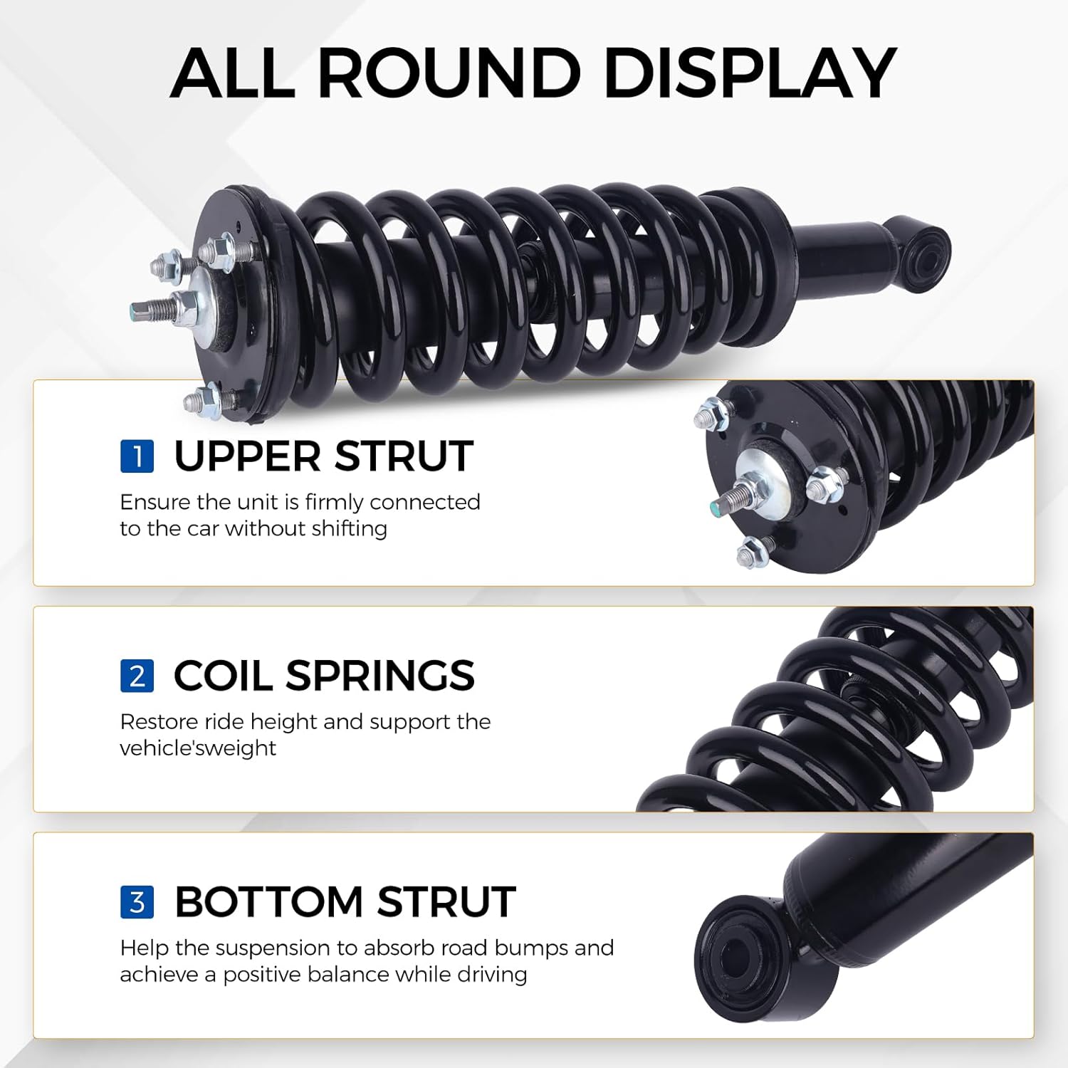 PAROD Suspension Shock Absorber Strut Fit for Toyota Sequoia 2001-2007, Front and Rear With Coil Spring Assembly Replace for 171348L 171348R 37240