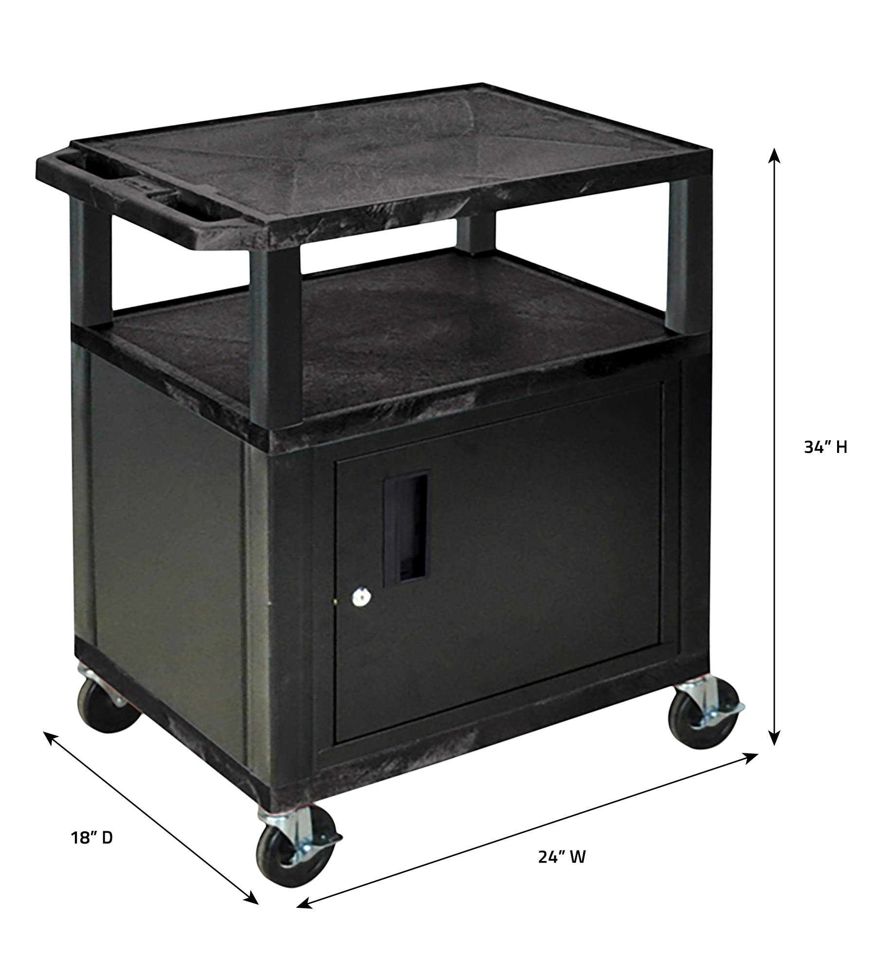 Amazon.com : H Wilson WT34C2E 3-Shelf AV Cart with Cabinet, Tuffy