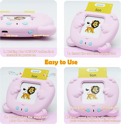 Miniatura 3 de MAYAPHILOS Tarjetas didácticas del alfabeto de 510 palabras para niños de 3 a 8 años, juguete interactivo de aprendizaje educativo para niños y