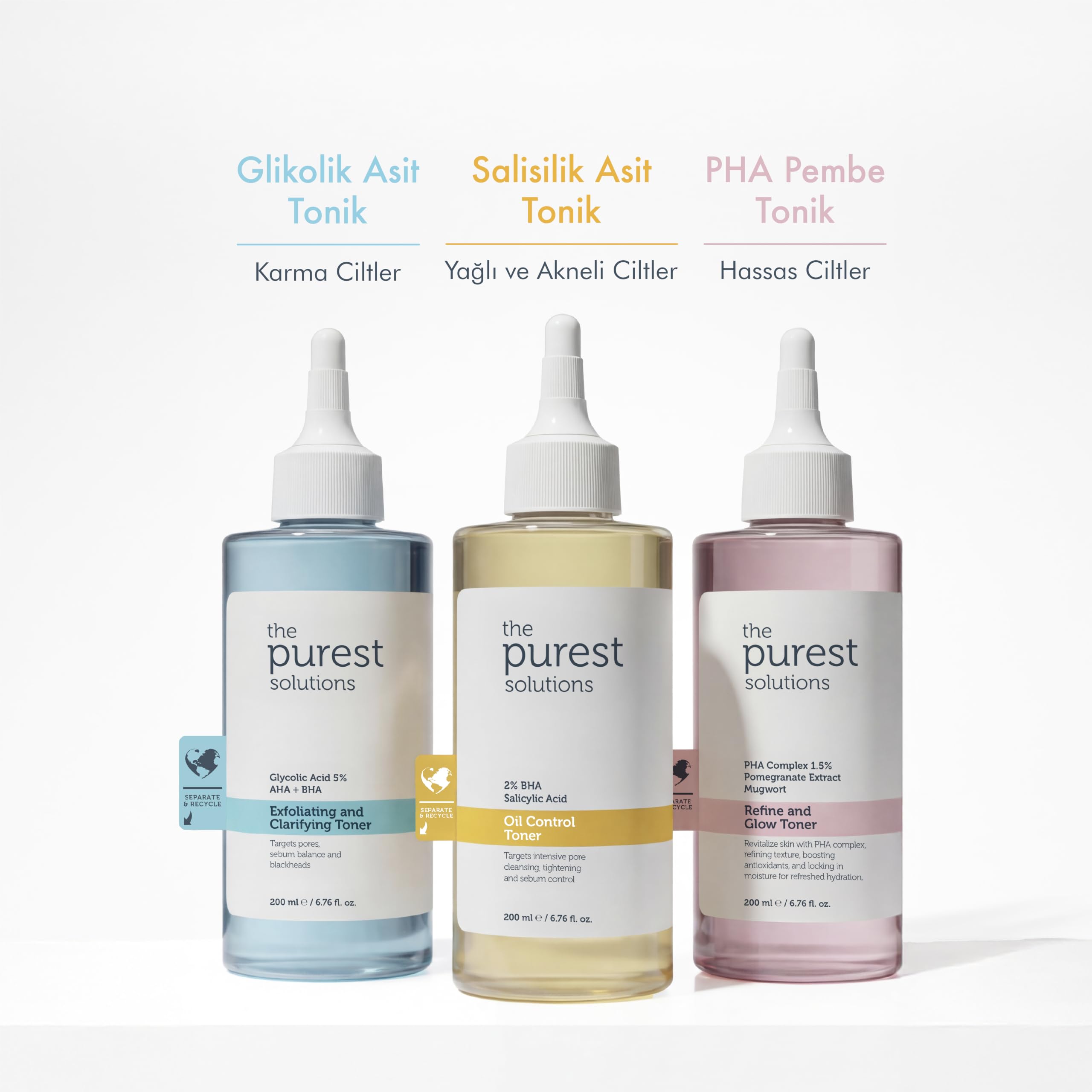 The Purest Solutions, Gözenek ve Siyah Nokta Görünümünü Azaltmaya Yardımcı Arındırıcı Tonik,%5 Glikolik Asit, AHA, BHA, 200 ml