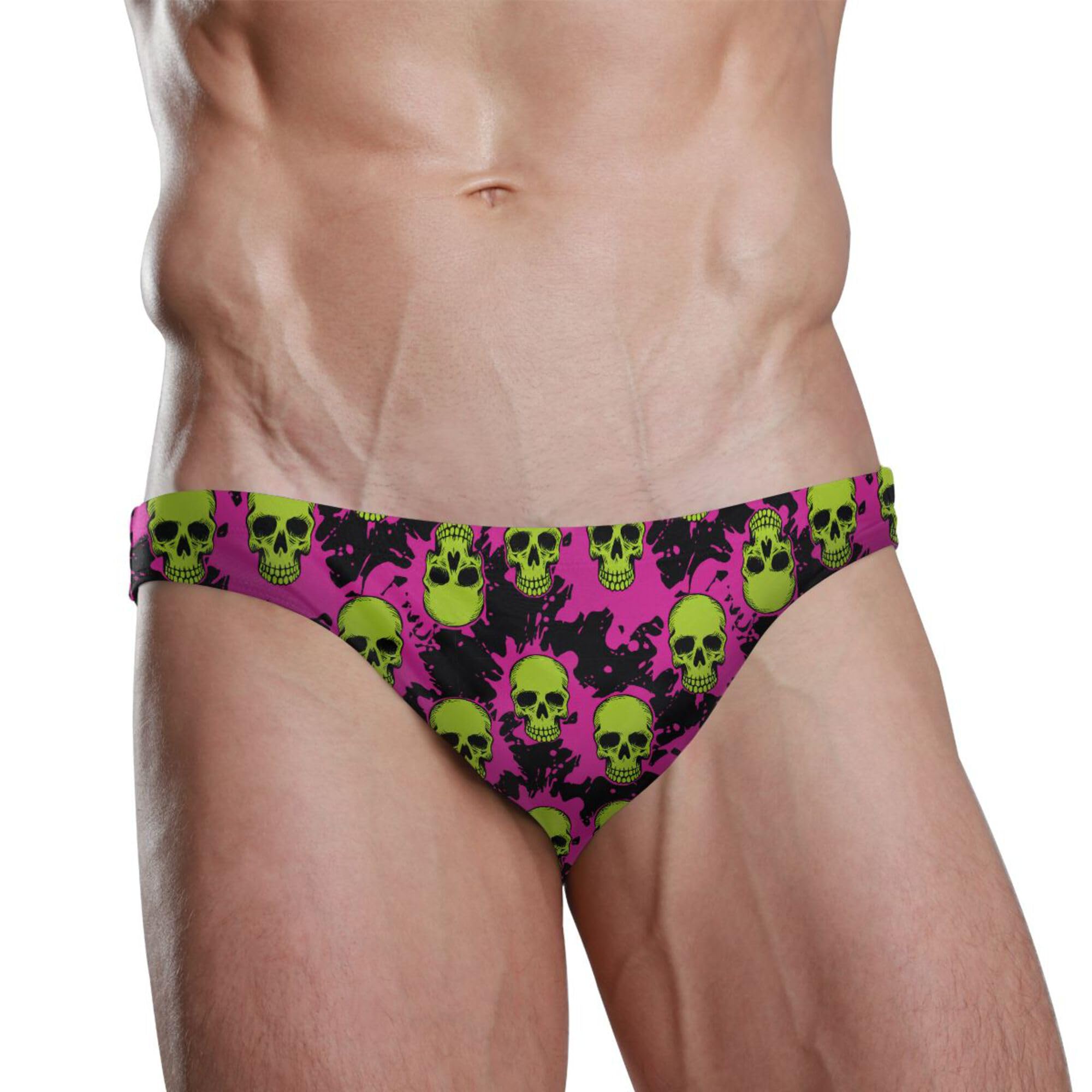 Skull Swim Briefs for Men Swimsuit Bikini Swimwear S B0404405