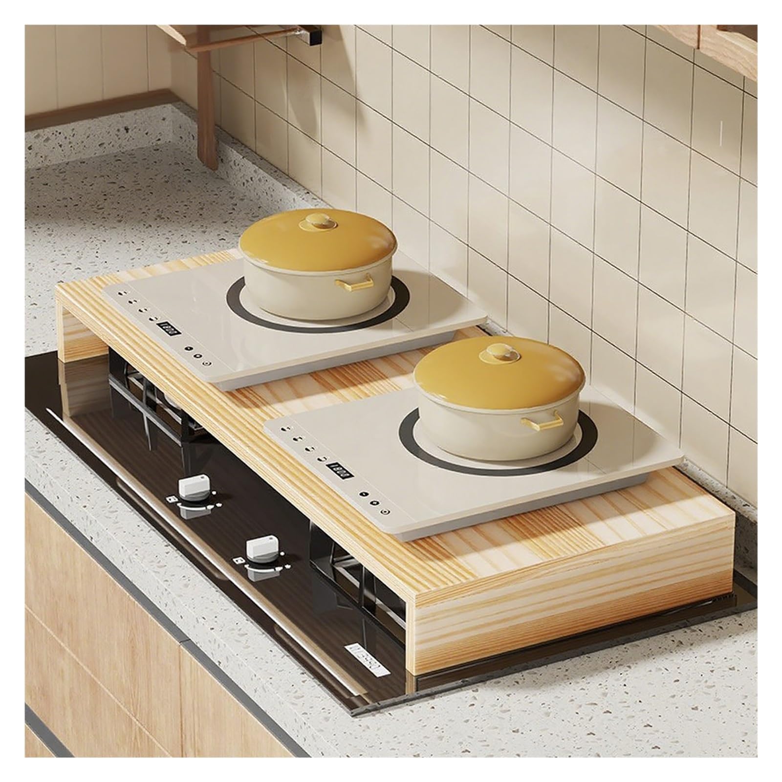 Pinewood, piastra di copertura per piano cottura a gas e griglia di stoccaggio per stufa elettrica, supporto per padella OpenStyle, per lavello RV (H 10 cm/3,9 pollici, 30 x 20 cm/11,8 x 7,9 pollici)