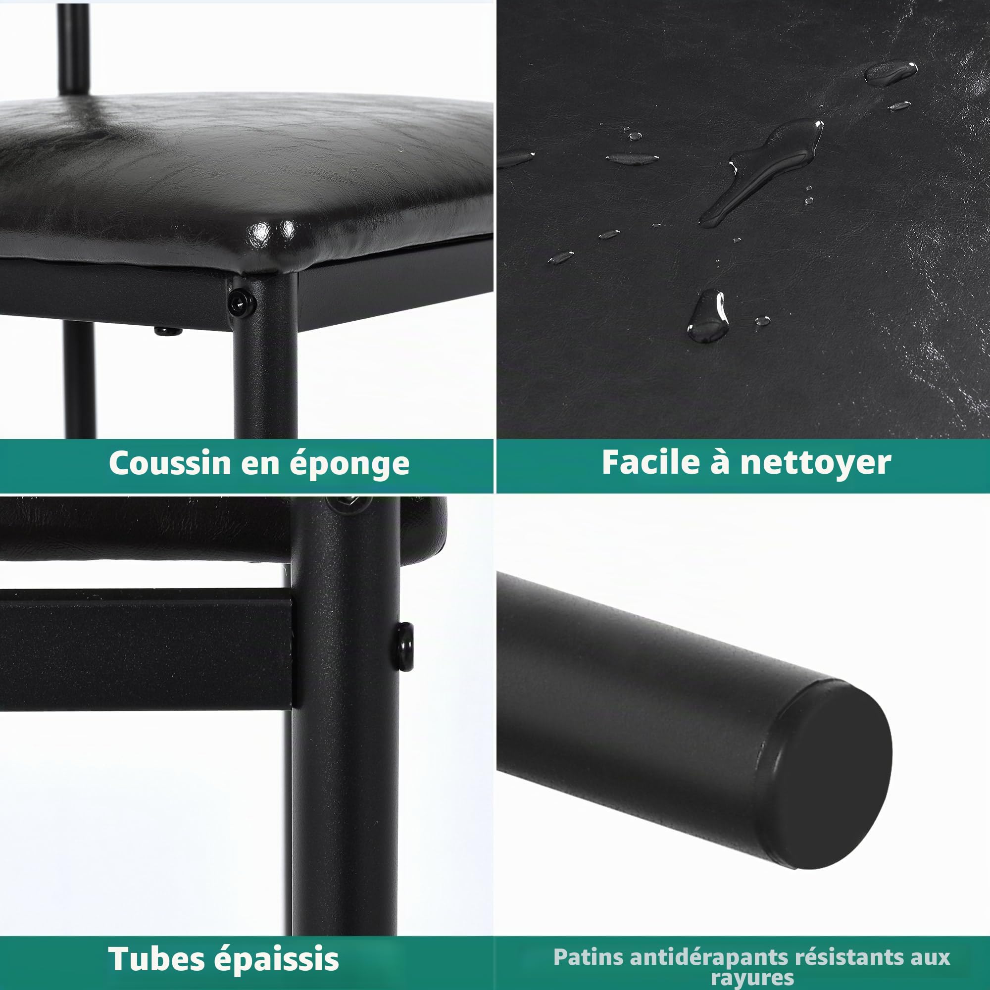 YITAHOME Lot de 2 tabourets de Bar industriels avec Assise et Dossier rembourrés pour Cuisine/Salle à Manger, chaises de Bar avec Repose-Pieds Ergonomique, Noir