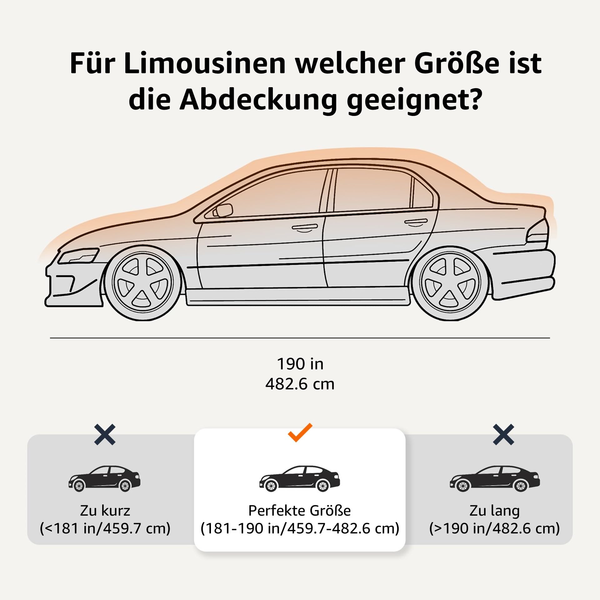 Amazon Basics Wetterfeste Autoabdeckung, 150D-Oxfordgewebe, Limousinen bis 483 cm, Silber