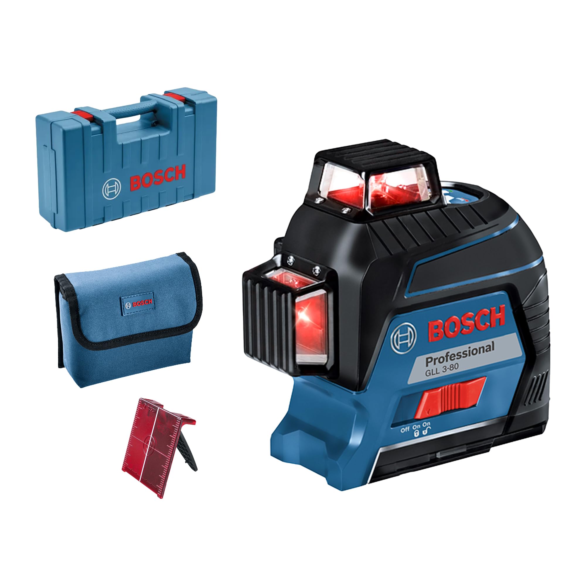 Bosch GLL 3-80 Professional Line Laser with Self Levelling 30m Range 120m Range with receiver, IP 54 (Blue)-image-10