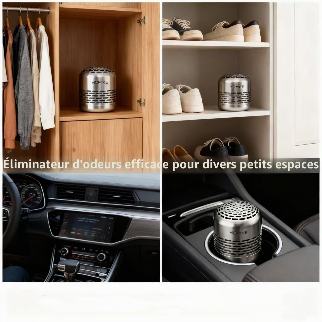 HOMIKE Désodorisant pour réfrigérateur, éliminateur d'odeurs, dure jusqu'à 10 ans pour réfrigérateur, congélateur, voiture, placard, armoire à chaussures, surpasse le bicarbonate de soude et le