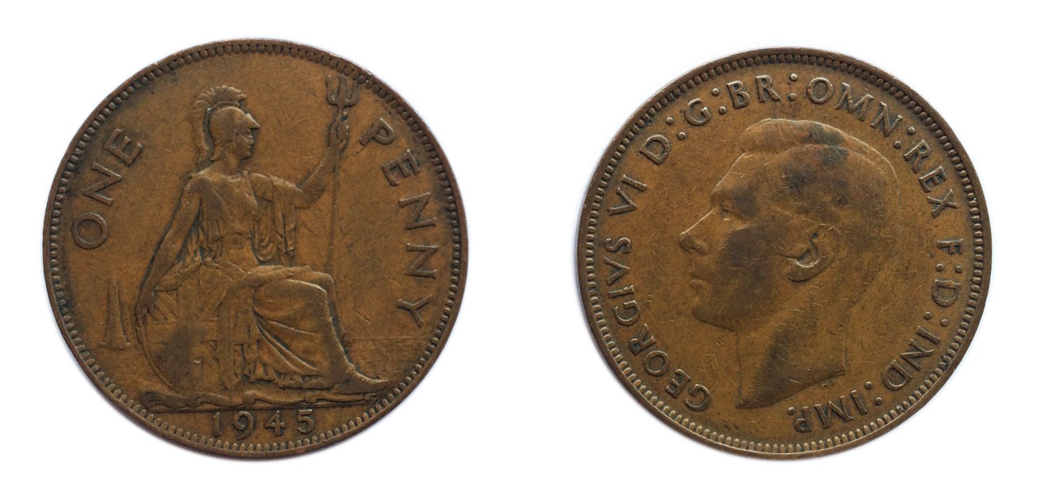 Amazon.com: 收藏家的郵票銀行硬幣- 流通的英國1945年第二次世界大戰便士/1便士硬幣/英國: 藝術古董收藏