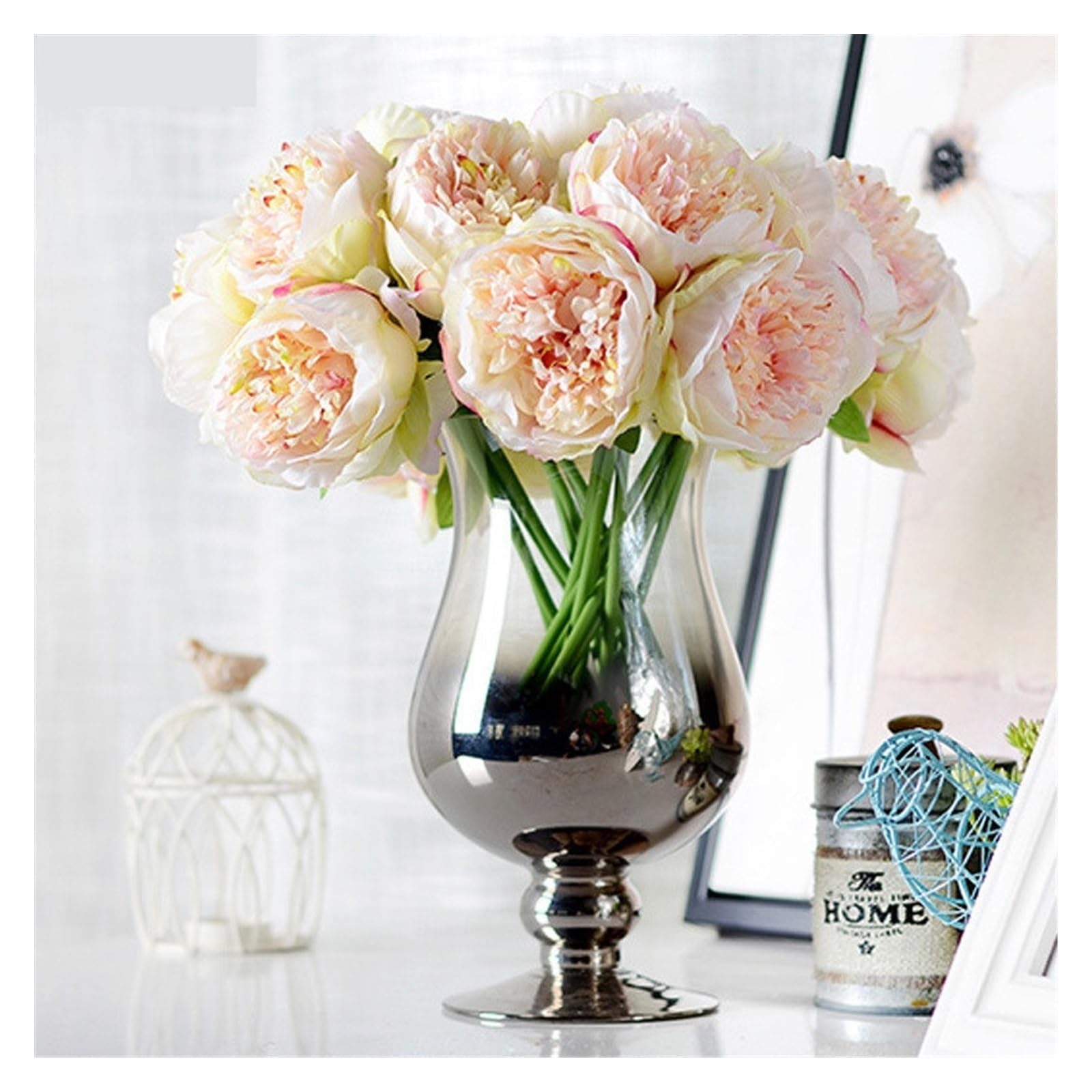 Flores Artificiales, 5 Cabezas, peonías de Seda Grandes, Ramo de Novia, decoración para Centro de Mesa de Boda, peonías de Seda, Flores, Mac