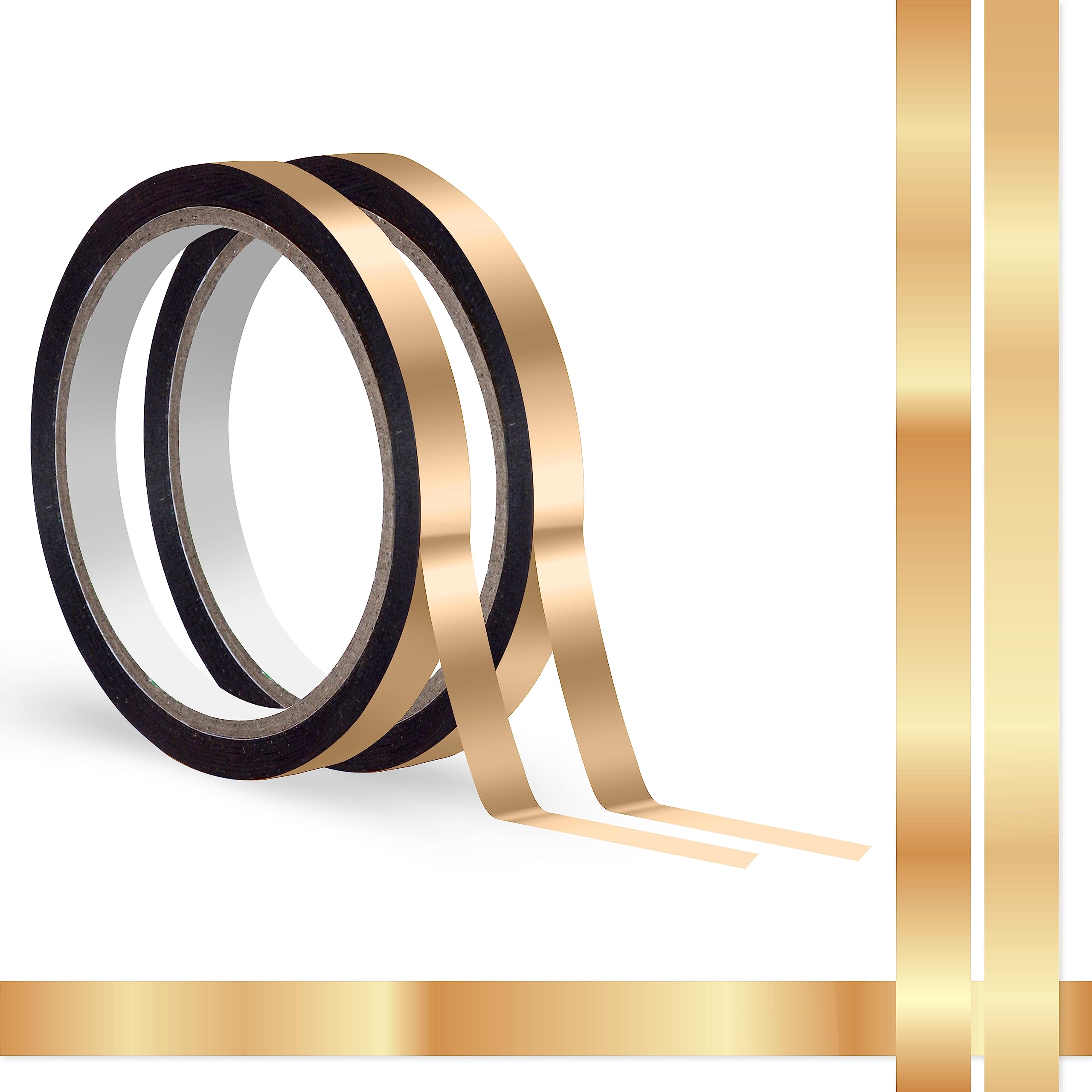 110 Yard Holographic Graphic Tape, 2 Rolls Sparkle Metallic Washi Tape Water/Tear Resistant Metallic Mirror Wrapping Removable with No Residue for Gift Box DIY Decorations, 3/8 Inch x 55 Yards