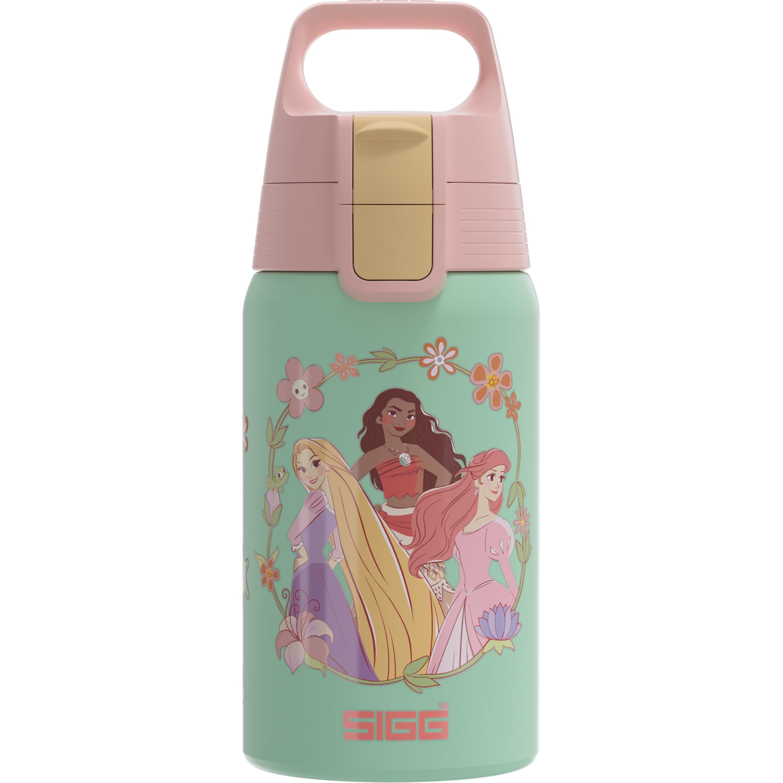 SIGG - Edelstahl Trinkflasche Kinder - Shield One Disney Princesses - Für Kohlensäurehaltige Getränke Geeignet - Auslaufsicher - Federleicht - BPA-frei - Sport & Schule - xxxx - 0,5L