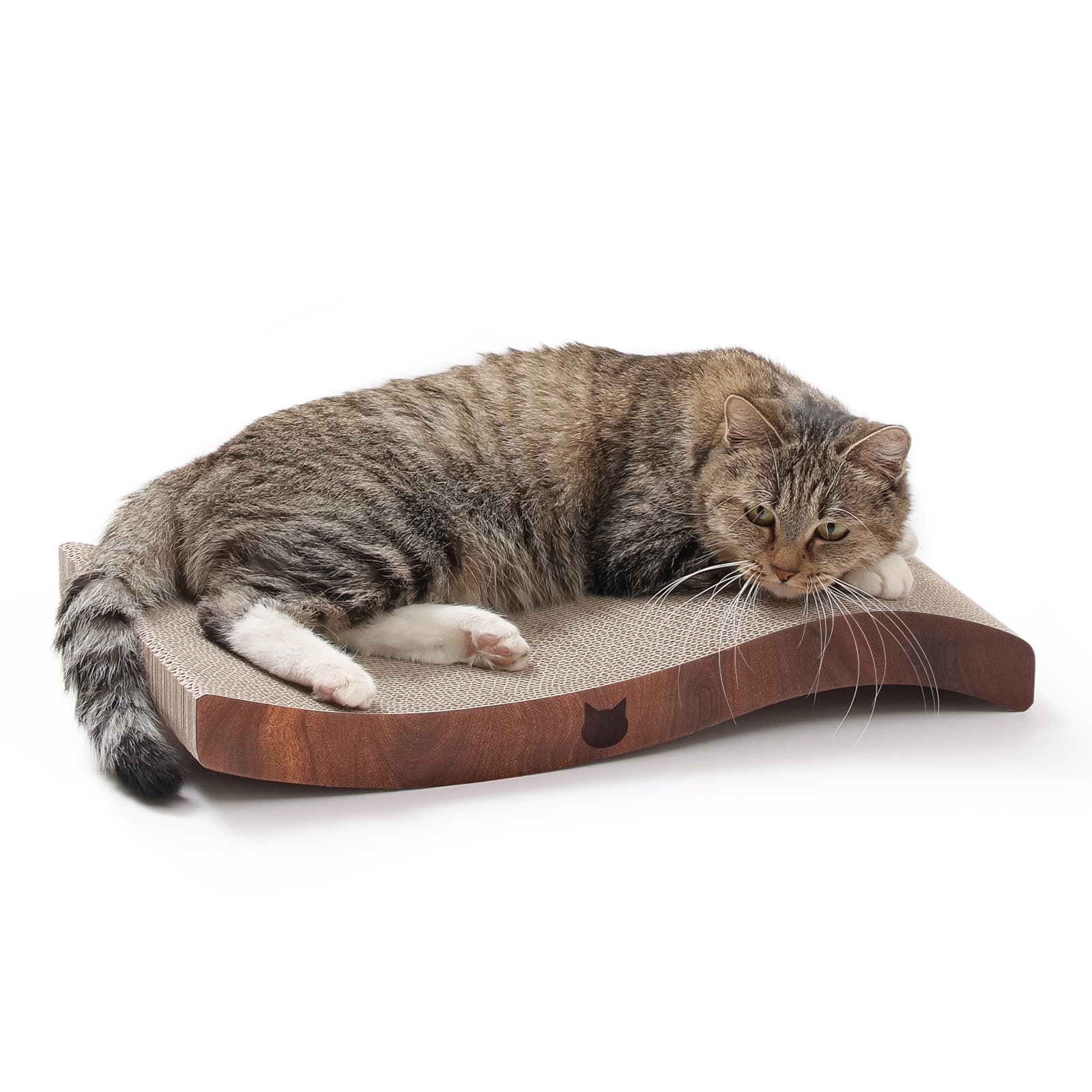 猫壱 爪研ぎ バリバリベッド ウェーブ ダークブラウン 猫用 段ボール