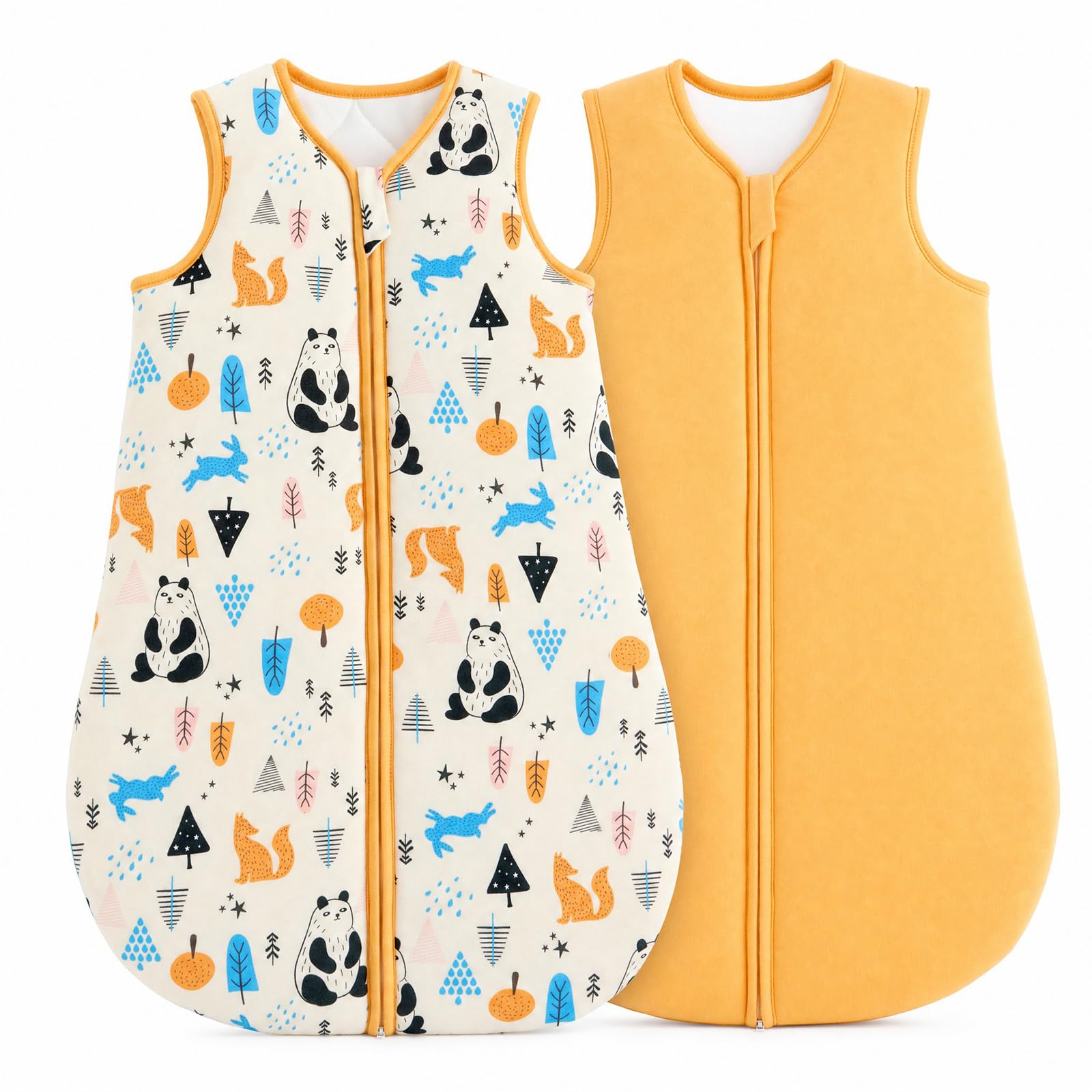 JiAmy 2 Pack 2.5 Tog Winter Baby Sleeping BagYellow Animal 12-18 Months