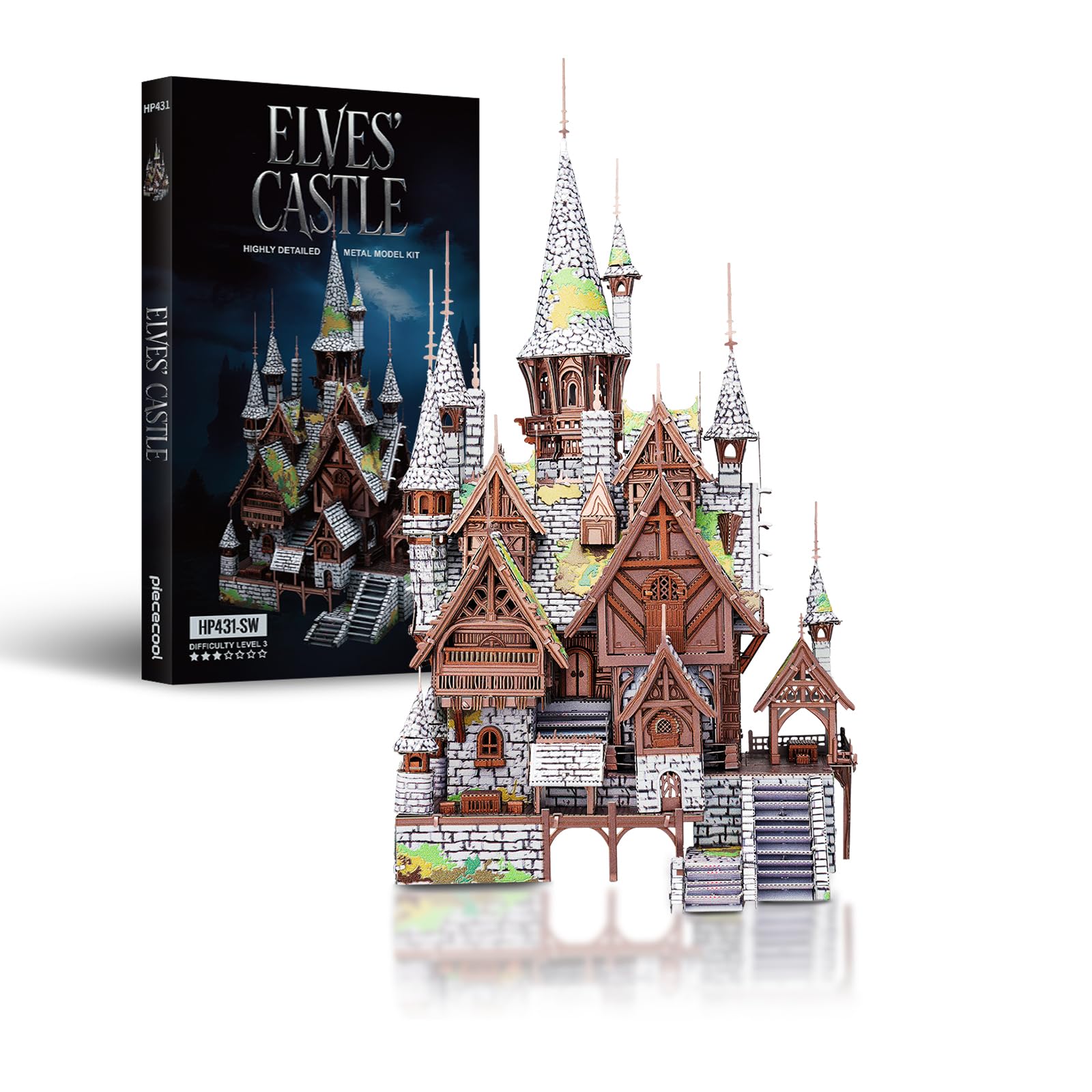 Piececool Elf Castle 3D Metal Puzzle Stainless Steel 248pcs Fantasy Model