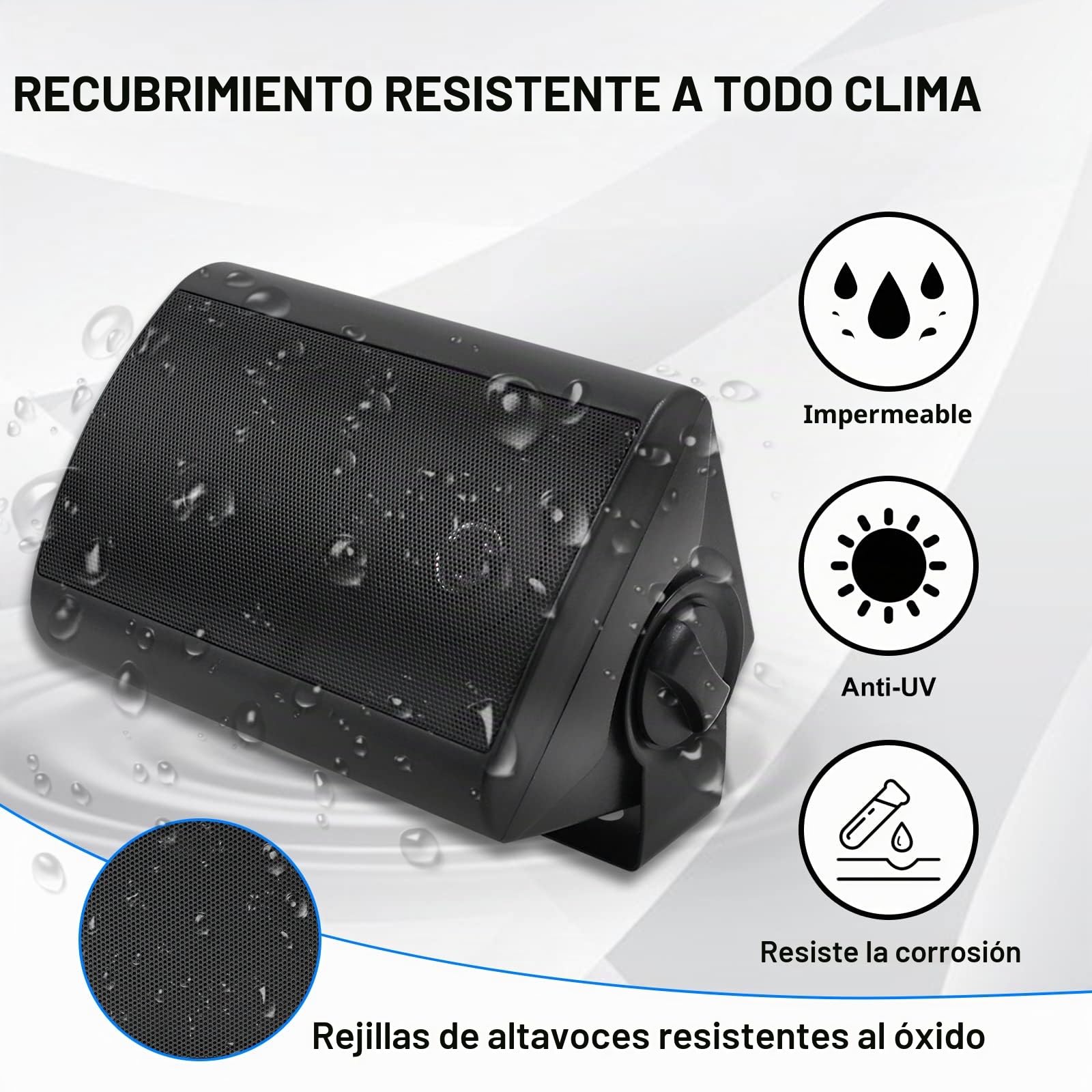 Herdio Altavoces para Exteriores de 4 Pulgadas con Graves Potentes, Altavoz de Montaje en Pared Impermeable, Durabilidad para Todo Tipo de Clima para Patio, Fiesta en casa 400 W (2 Pares, Negro)