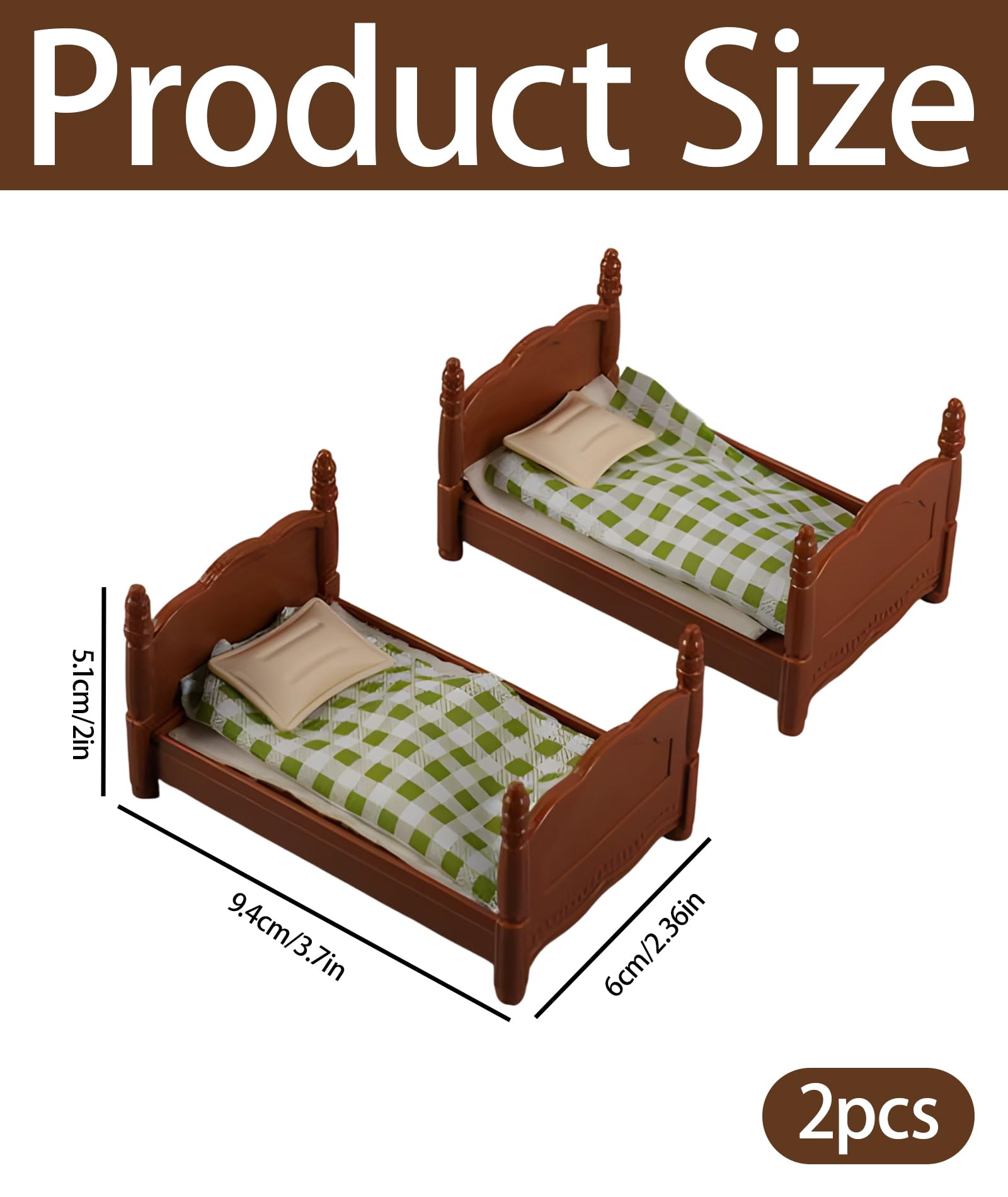 Doll Bed, Vintage Double Bed Set for Dollhouse, Miniature Furniture for Doll House Accessories Suitable for Miniature Bedroom Decoration and Dollhouse Decoration - Image 2 thumbnail